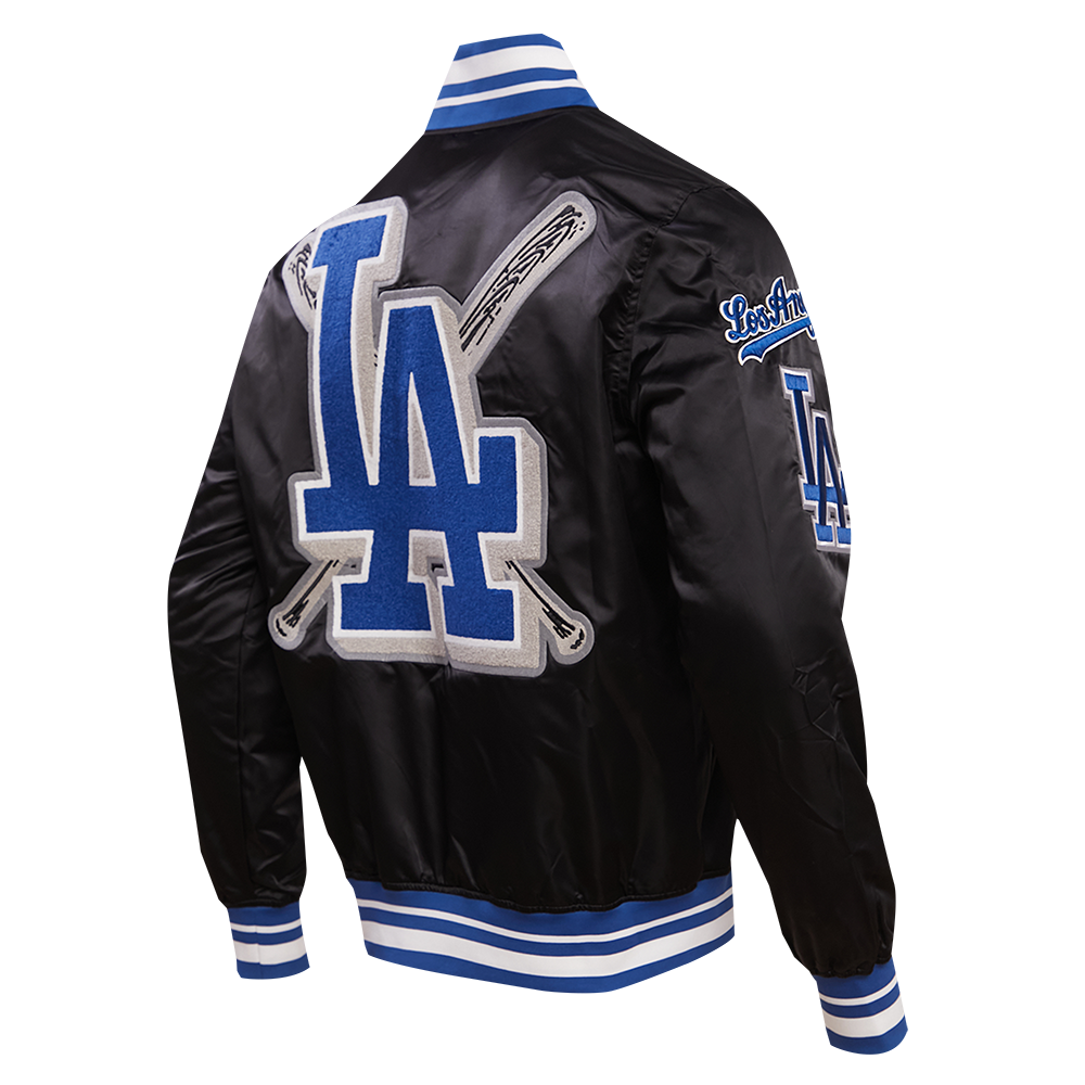 Pro Standard Men's MLB Los Angeles Dodgers Mashup Rib Satin Jacket - Black/Blue - BLACK/BLUE Thumbnail View 4