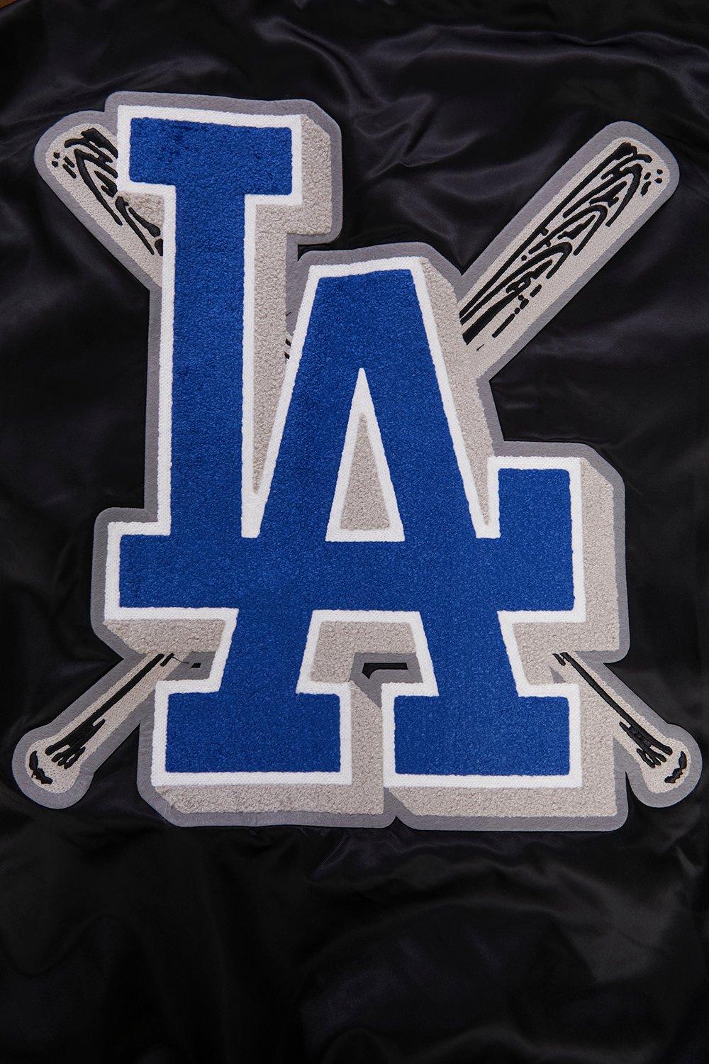 Pro Standard Men's MLB Los Angeles Dodgers Mashup Rib Satin Jacket -Black/Blue - BLACK/BLUE Thumbnail View 6