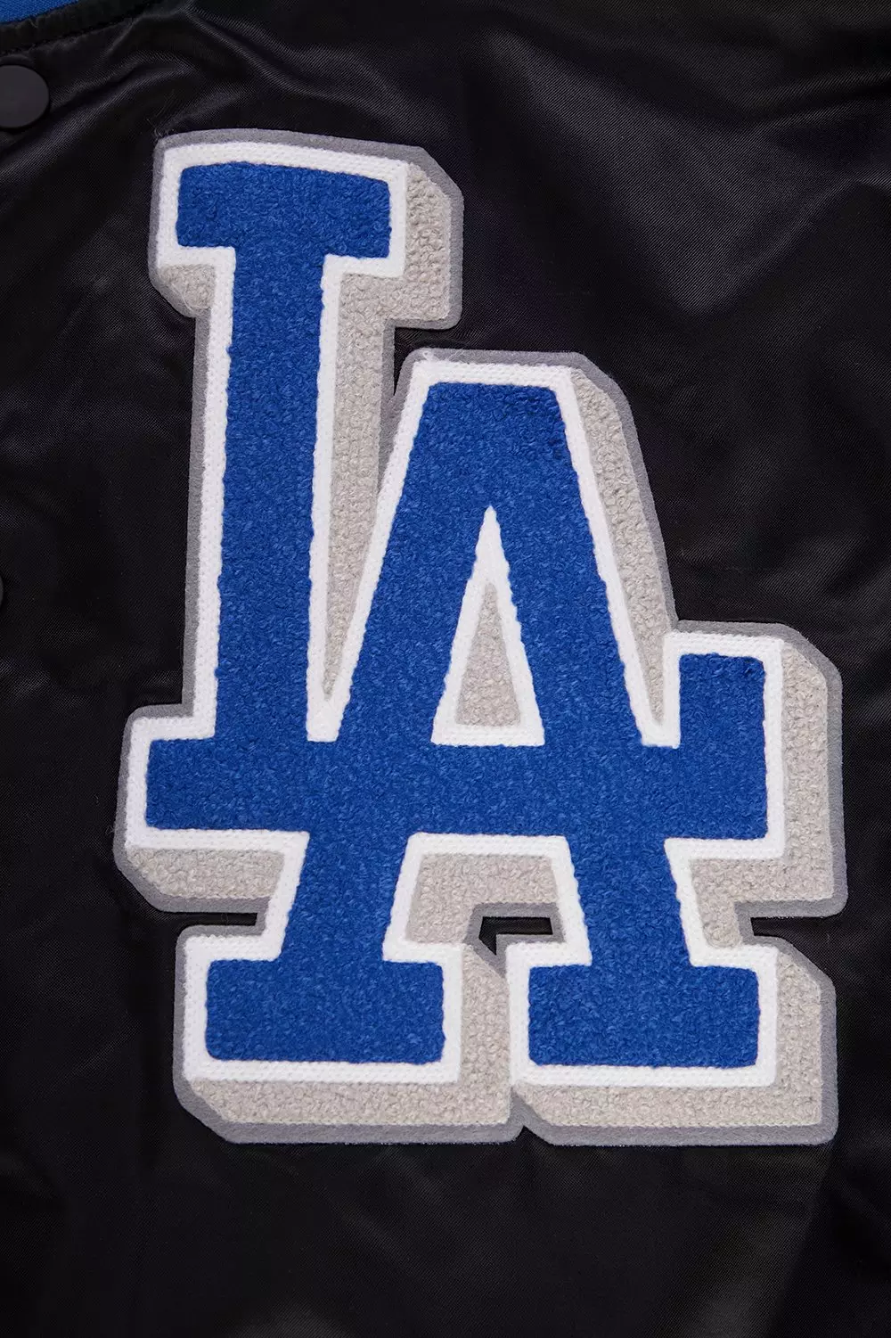 Pro Standard Men's MLB Los Angeles Dodgers Mashup Rib Satin Jacket - Black/Blue - BLACK/BLUE