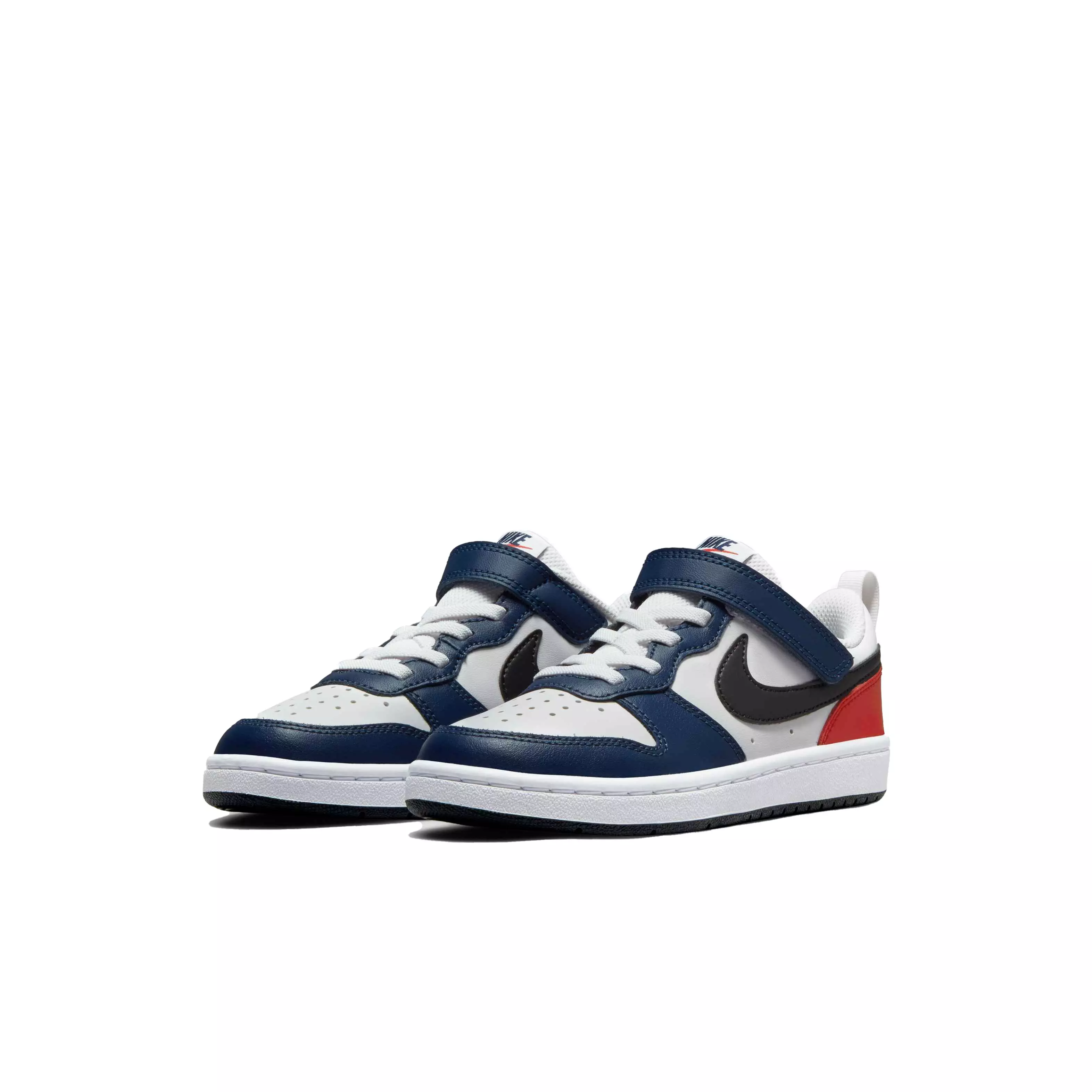 Nike Court Borough Low 2 BPV "White/Black/Midnight Navy" Preschool Boys' Shoe - WHITE