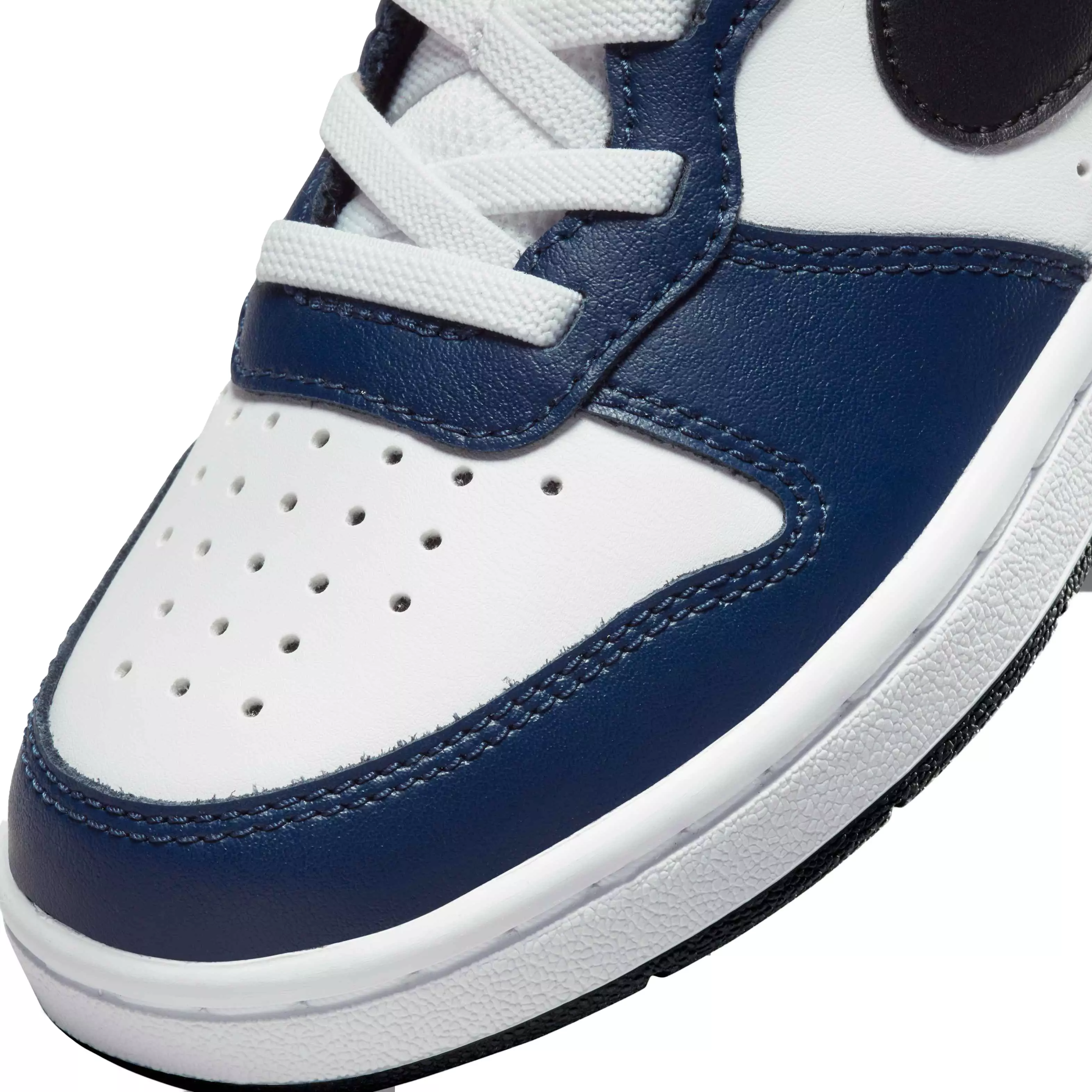 Nike Court Borough Low 2 BPV "White/Black/Midnight Navy" Preschool Boys' Shoe - WHITE