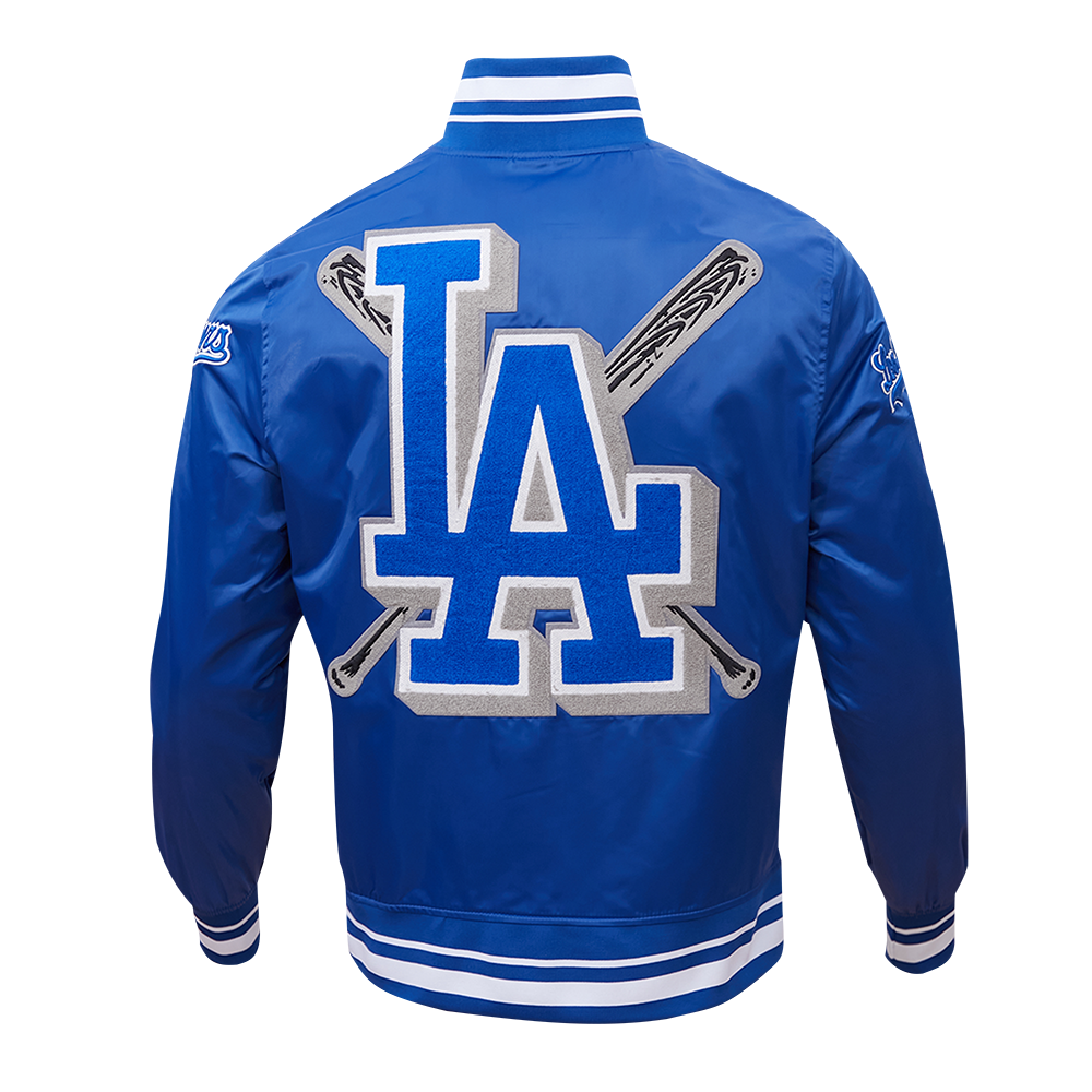 Pro Standard Men's MLB Los Angeles Dodgers Mashup Rib Satin Jacket - Blue - BLUE Thumbnail View 2