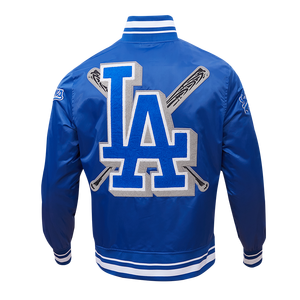 Pro Standard Men's MLB Los Angeles Dodgers Mashup Rib Satin Jacket -Blue