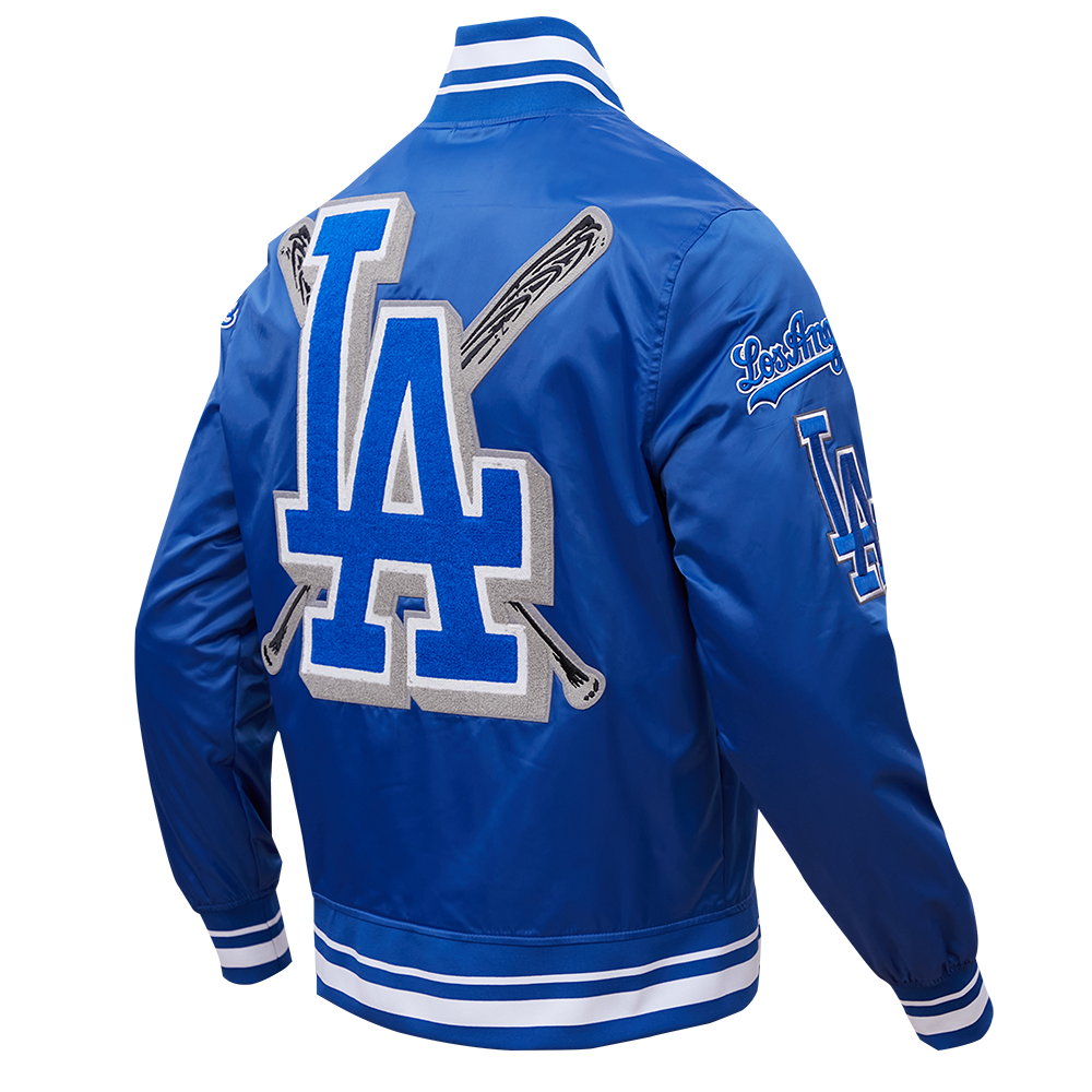 Pro Standard Men's MLB Los Angeles Dodgers Mashup Rib Satin Jacket - Blue - BLUE Thumbnail View 4