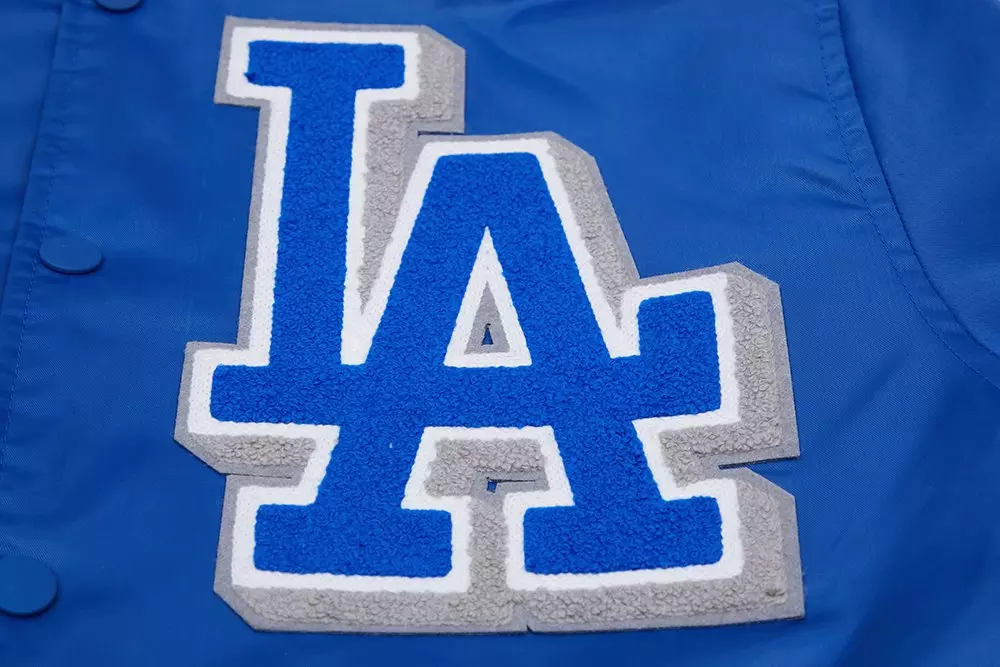 Pro Standard Men's MLB Los Angeles Dodgers Mashup Rib Satin Jacket - Blue - BLUE