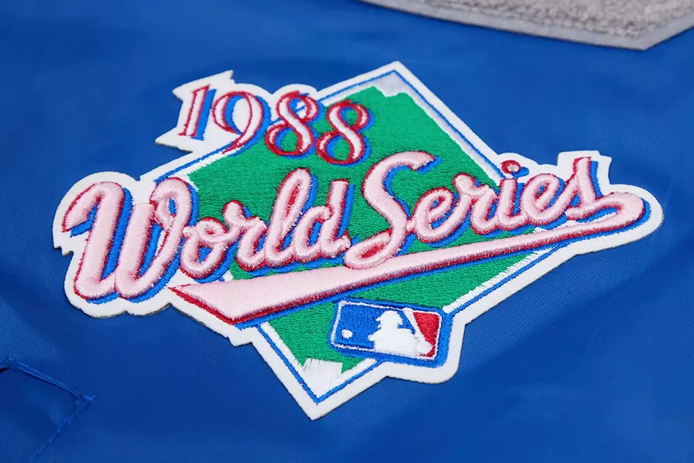 Pro Standard Men's MLB Los Angeles Dodgers Mashup Rib Satin Jacket -Blue - BLUE