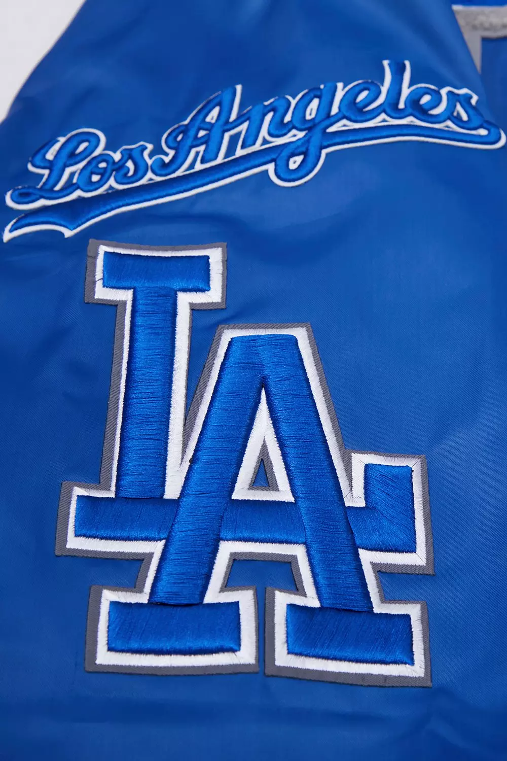 Pro Standard Men's MLB Los Angeles Dodgers Mashup Rib Satin Jacket - Blue - BLUE