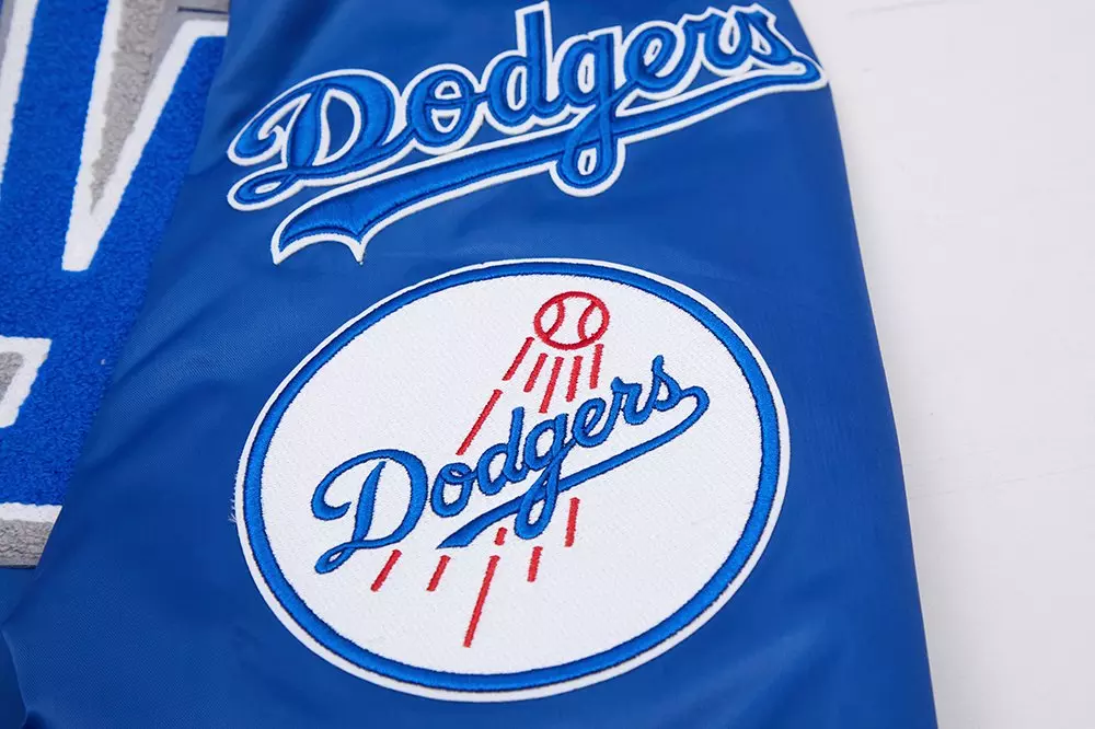 Pro Standard Men's MLB Los Angeles Dodgers Mashup Rib Satin Jacket -Blue - BLUE