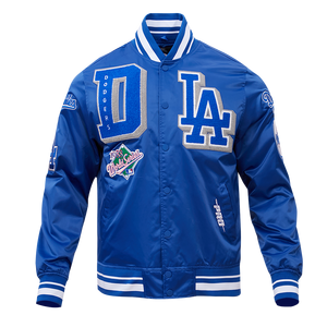Pro Standard Men's MLB Los Angeles Dodgers Mashup Rib Satin Jacket -Blue