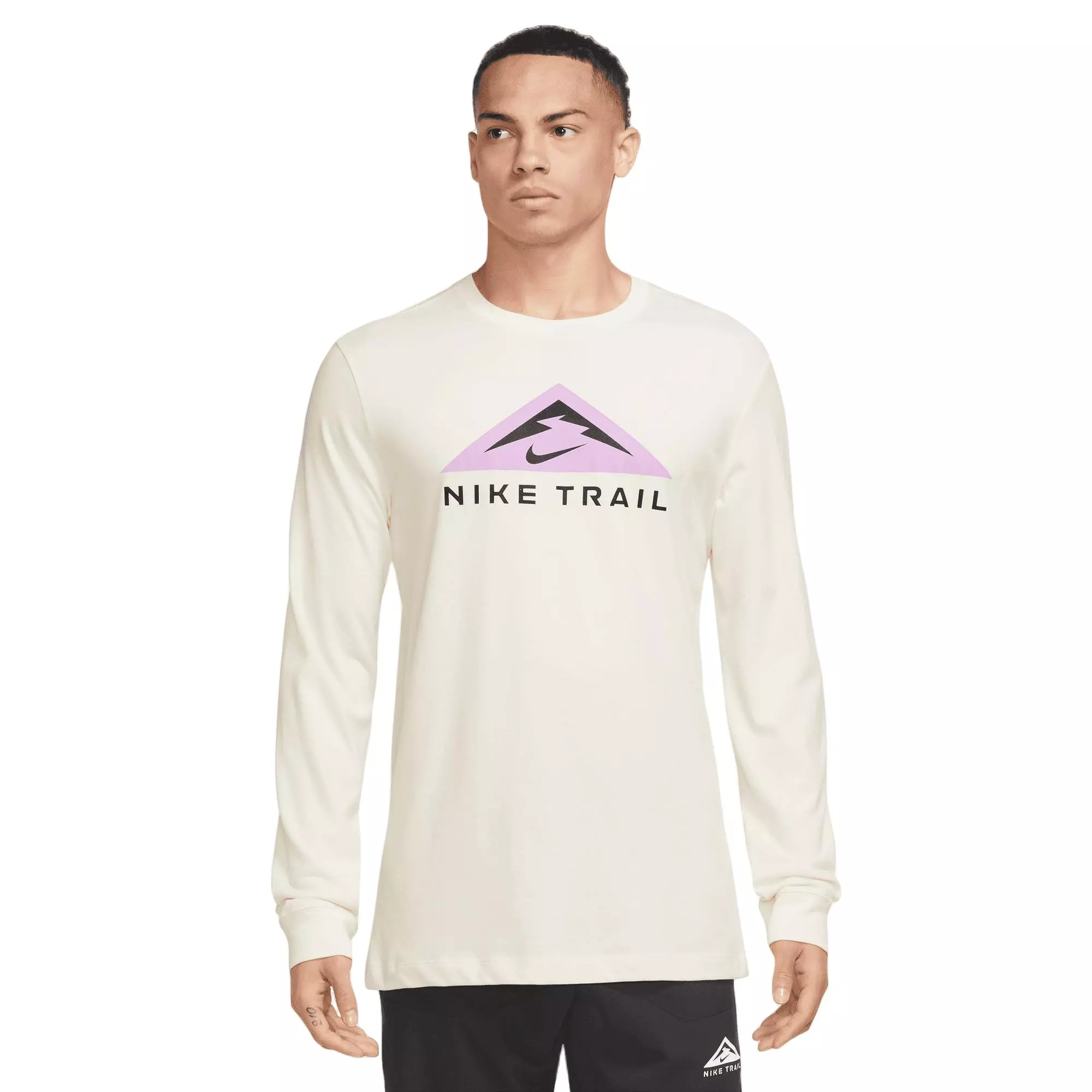 Nike Men's Dri-FIT Long Sleeve Trail Running Shirt-Coconut Milk - WHITE