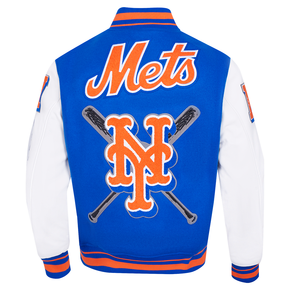 Pro Standard Men's MLB New York Mets Mashup Rib Wool Varsity Jacket - Royal/Orange - ROYAL/ORANGE Thumbnail View 2