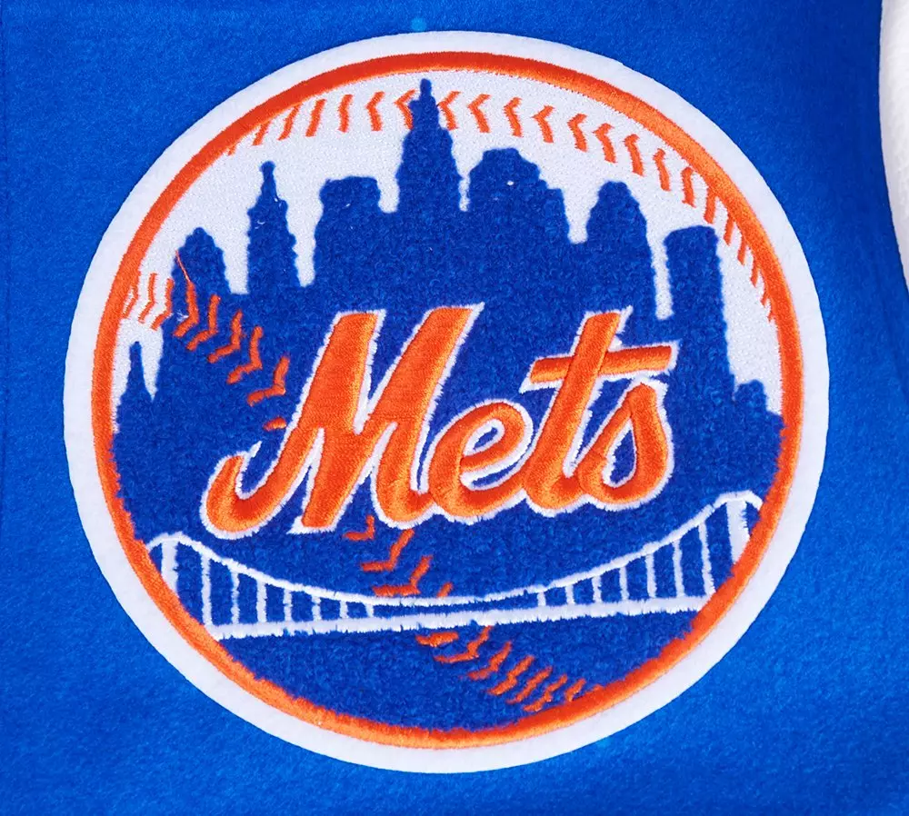 Pro Standard Men's MLB New York Mets Mashup Rib Wool Varsity Jacket -Royal/Orange - ROYAL/ORANGE