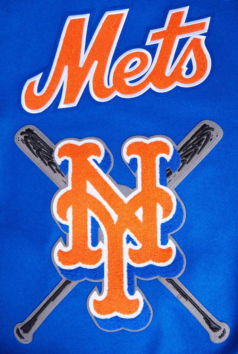 Pro Standard Men's MLB New York Mets Mashup Rib Wool Varsity Jacket - Royal/Orange - ROYAL/ORANGE Thumbnail View 8