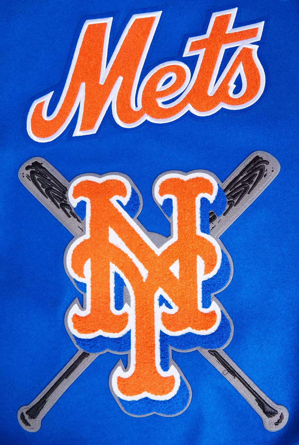 Pro Standard Men's MLB New York Mets Mashup Rib Wool Varsity Jacket - Royal/Orange - ROYAL/ORANGE