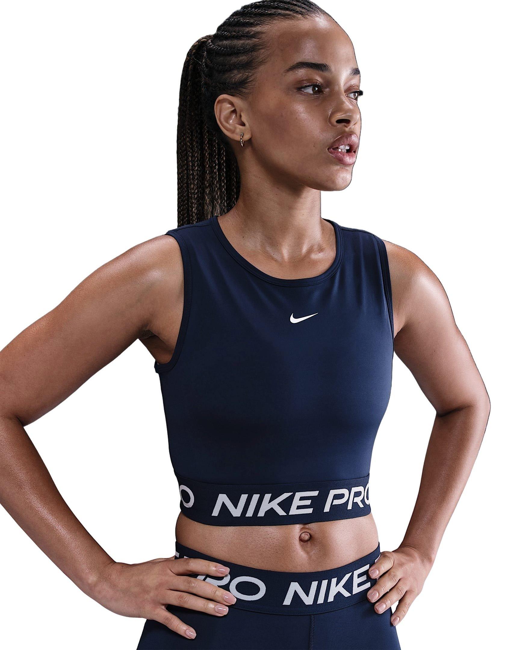 Nike Women's Pro Dri-FIT Cropped Tank Top -Navy - NAVY Thumbnail View 1