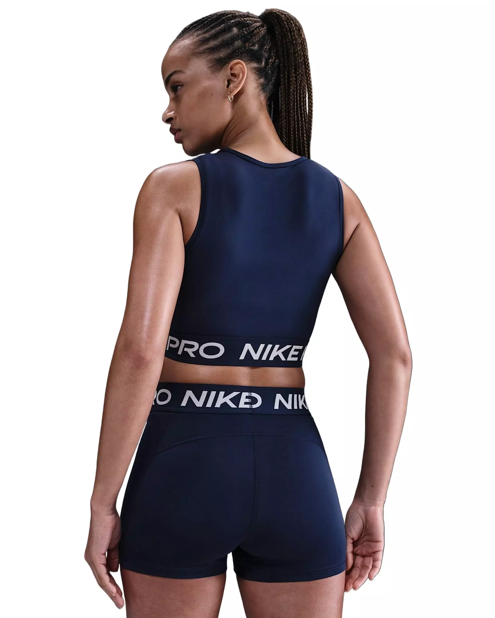 Nike Women's Pro Dri-FIT Cropped Tank Top - Navy - NAVY