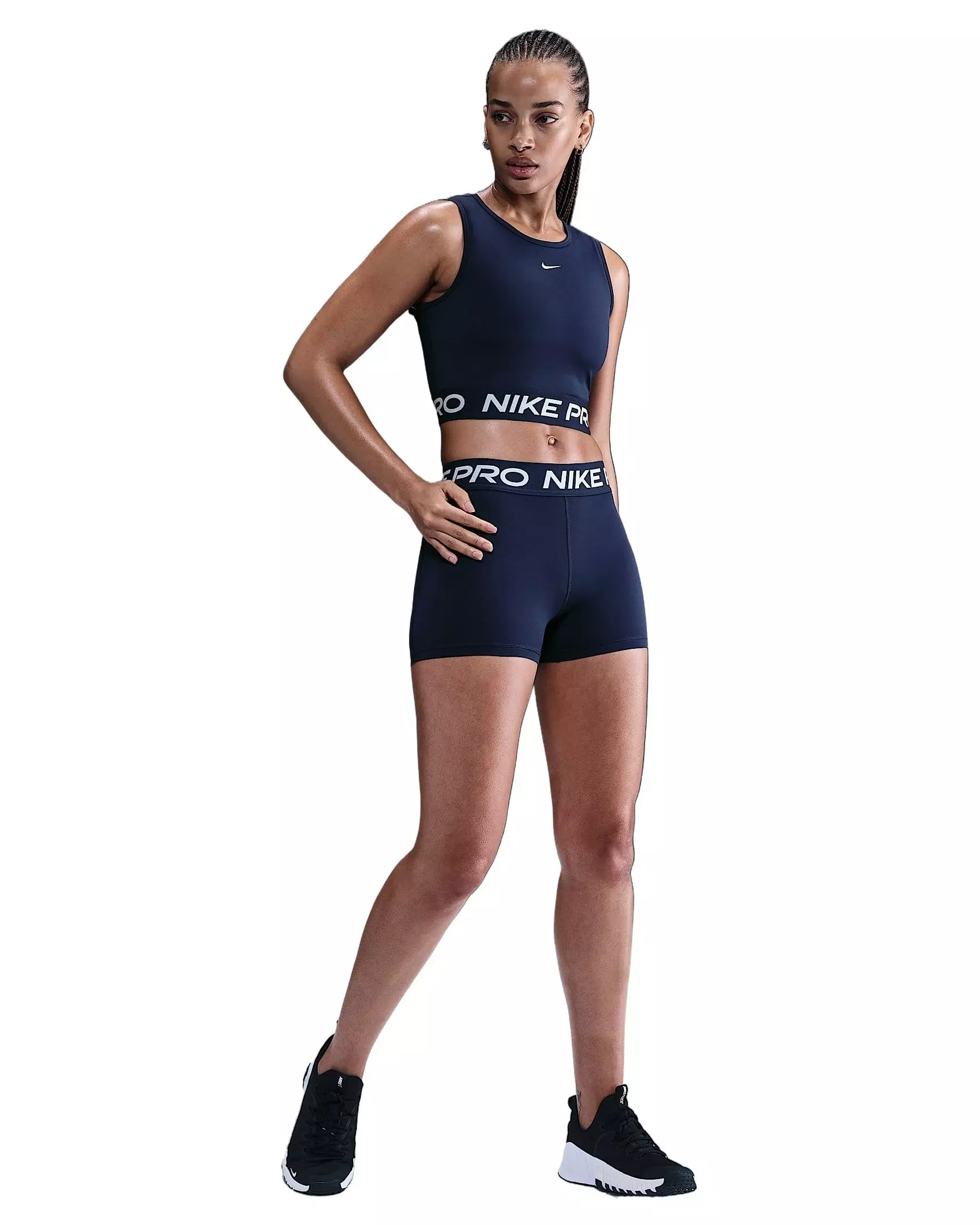 Nike Women's Pro Dri-FIT Cropped Tank Top - Navy - NAVY