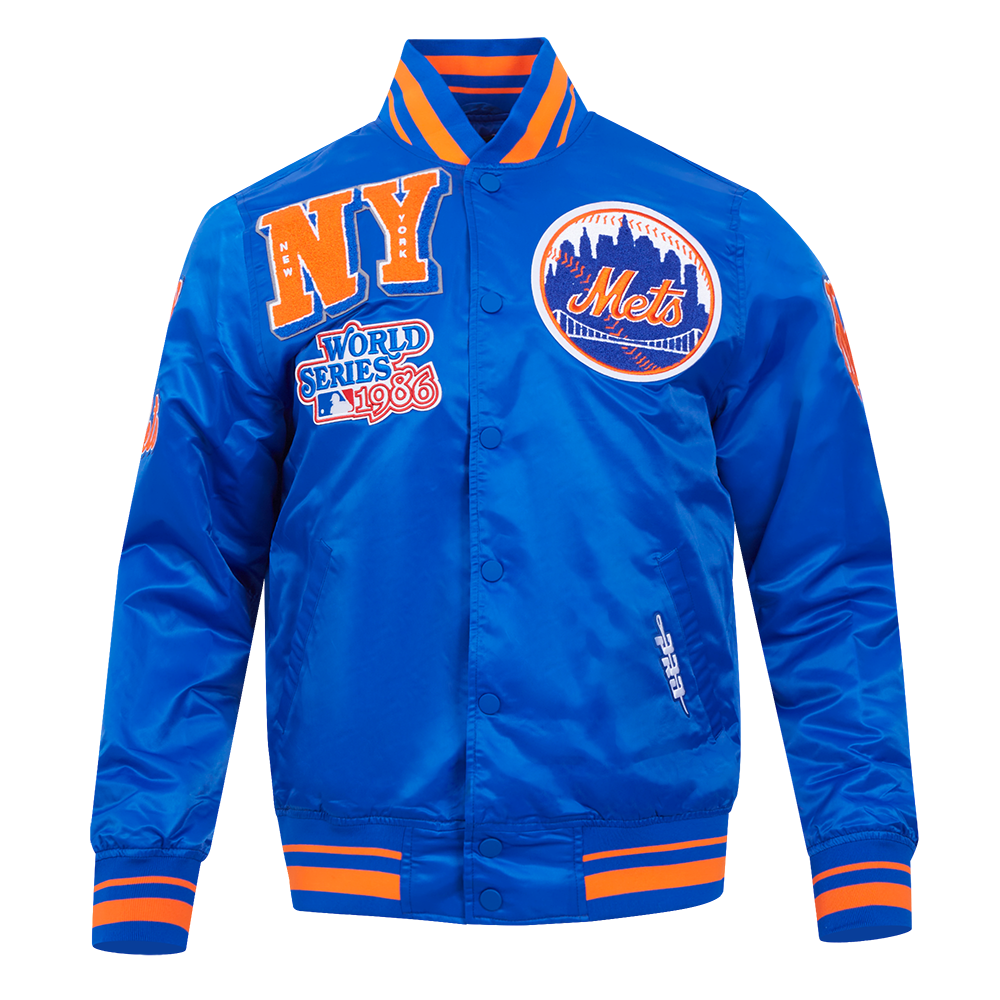 Pro Standard Men's MLB New York Mets Mashup Rib Satin Jacket -Royal/Orange - ROYAL/ORANGE Thumbnail View 1
