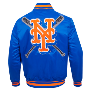Pro Standard Men's MLB New York Mets Mashup Rib Satin Jacket -Royal/Orange