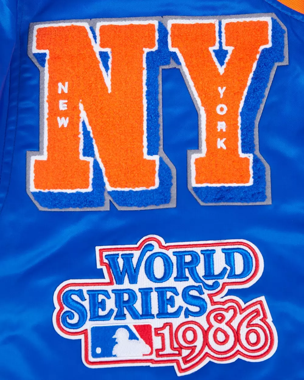 Pro Standard Men's MLB New York Mets Mashup Rib Satin Jacket -Royal/Orange - ROYAL/ORANGE