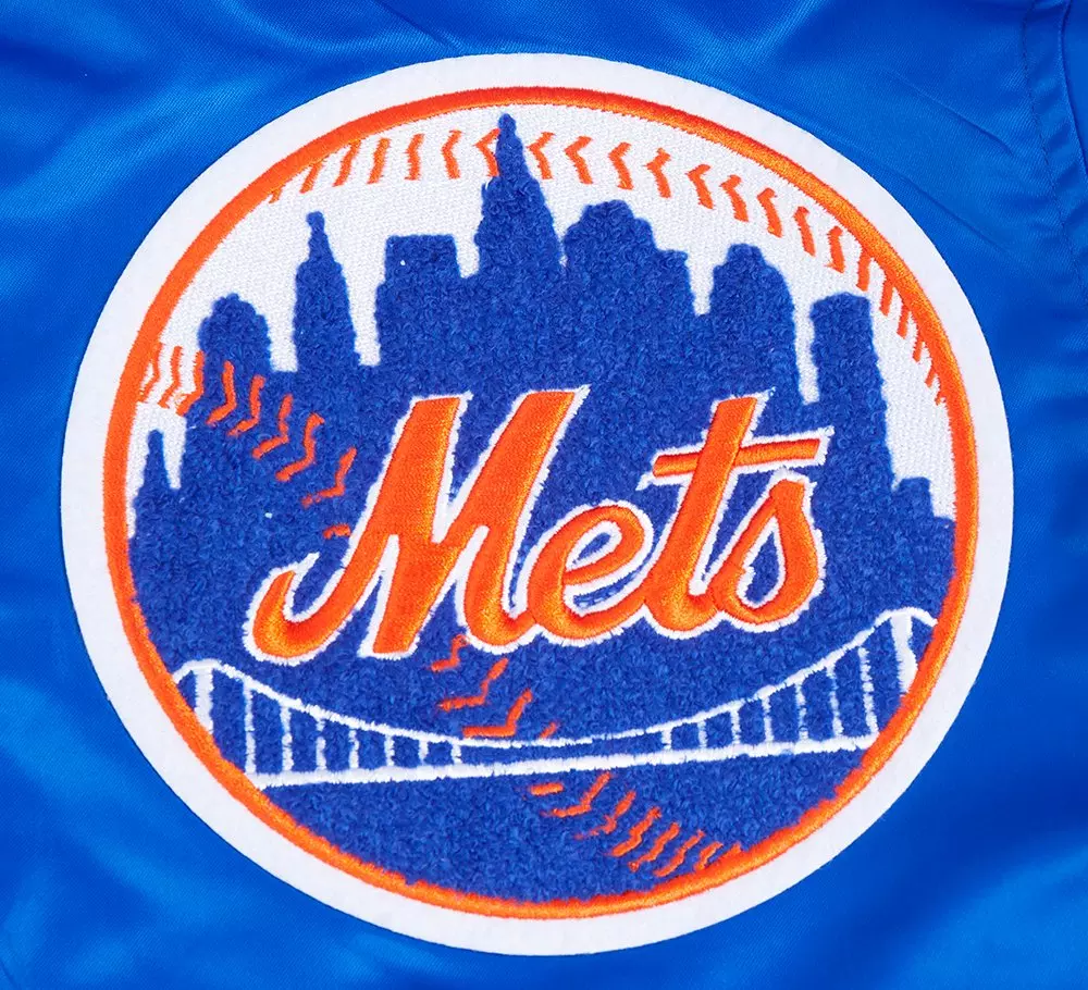 Pro Standard Men's MLB New York Mets Mashup Rib Satin Jacket -Royal/Orange - ROYAL/ORANGE