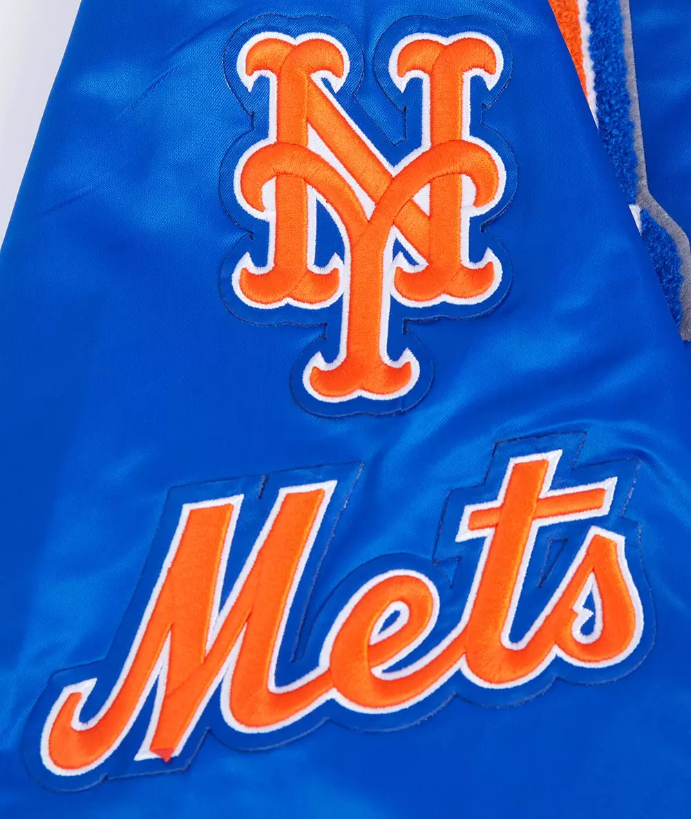 Pro Standard Men's MLB New York Mets Mashup Rib Satin Jacket - Royal/Orange - ROYAL/ORANGE