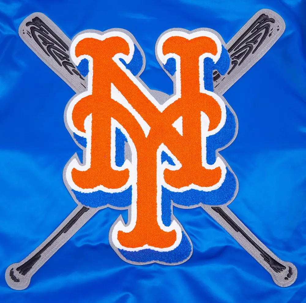 Pro Standard Men's MLB New York Mets Mashup Rib Satin Jacket - Royal/Orange - ROYAL/ORANGE