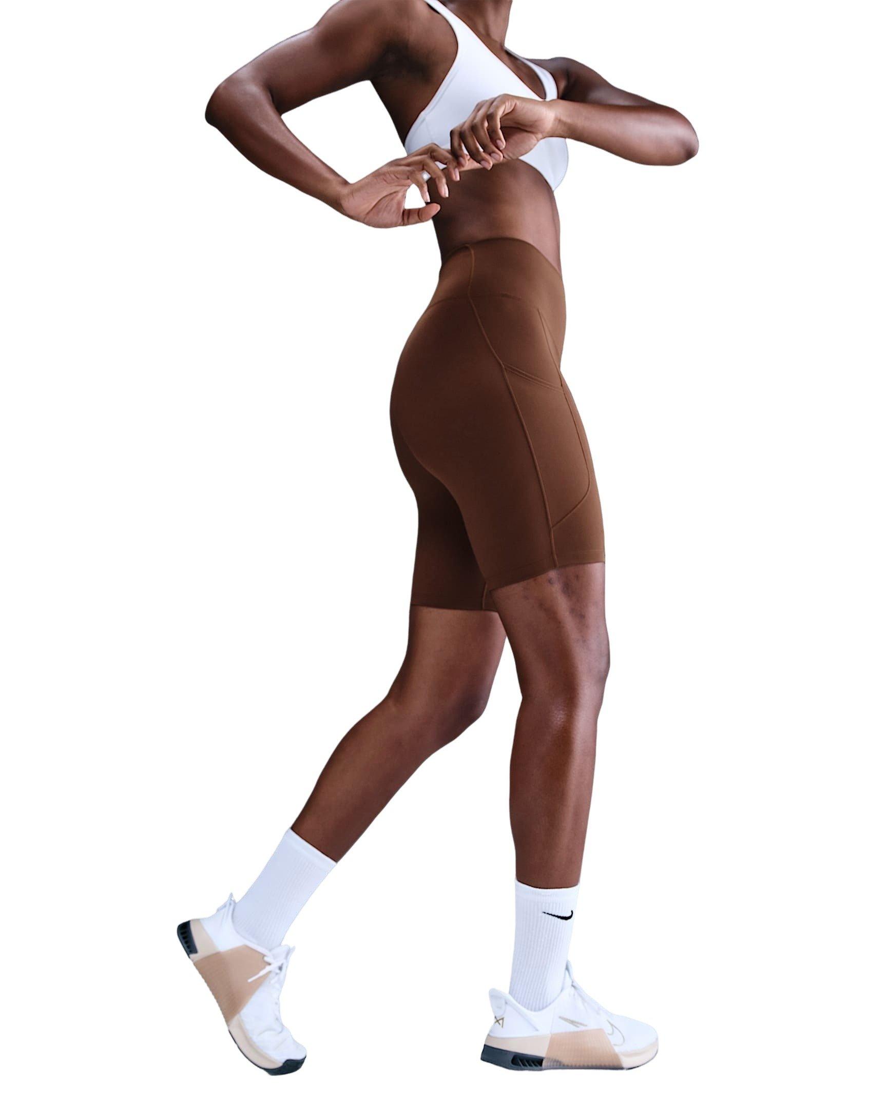 Nike Women's One High-Waisted 8" Biker Shorts with Pockets - Brown - BROWN Thumbnail View 2