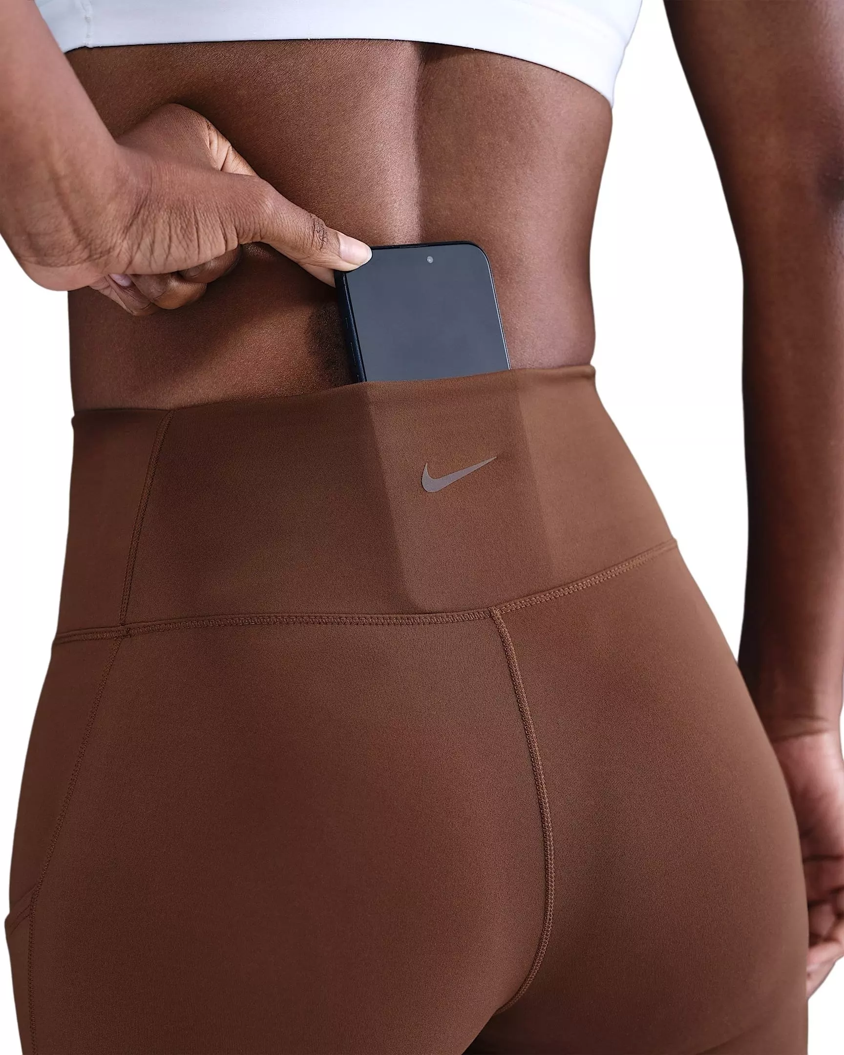 Nike Women's One High-Waisted 8" Biker Shorts with Pockets - Brown - BROWN