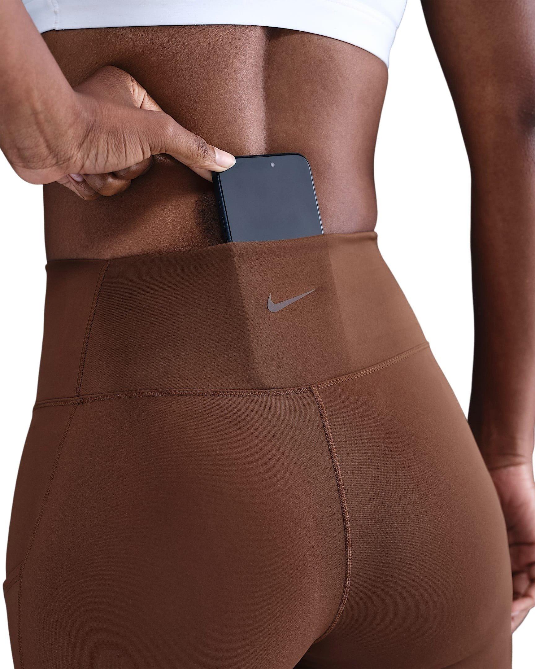 Nike Women's One High-Waisted 8" Biker Shorts with Pockets -Brown - BROWN Thumbnail View 4