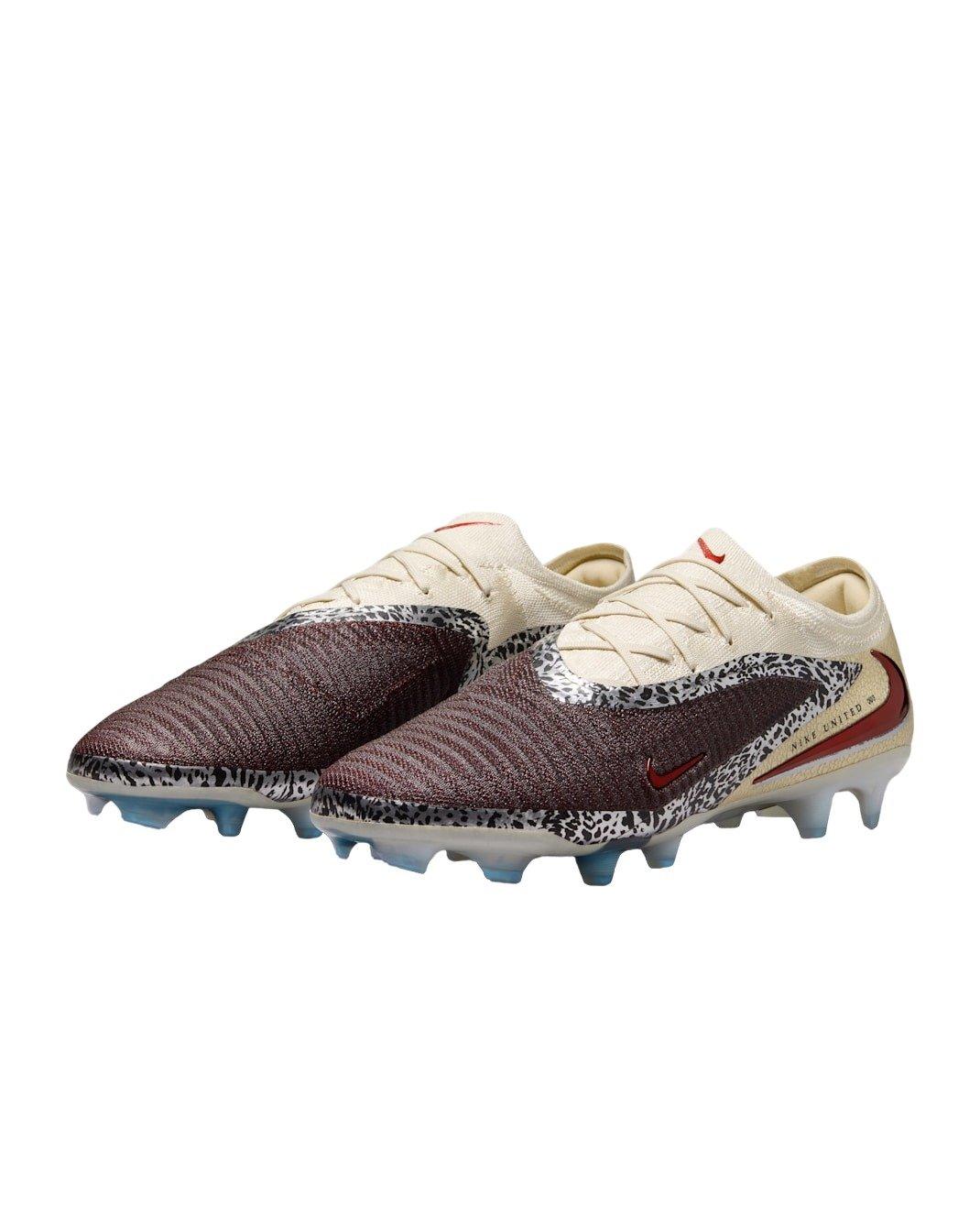 Nike United Phantom 6 Low Elite FG "Burgundy Crush/Fossil/University Red" Men's Soccer Cleat - BURGUNDY/FOSSIL/RED Thumbnail View 3