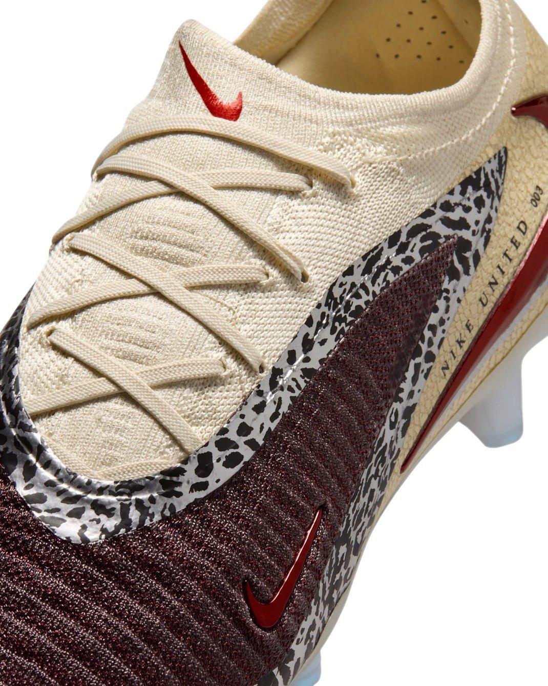 Nike United Phantom 6 Low Elite FG "Burgundy Crush/Fossil/University Red" Men's Soccer Cleat - BURGUNDY/FOSSIL/RED Thumbnail View 7