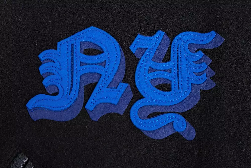 Pro Standard Men's MLB New York Mets Old English Rib Wool Varsity Jacket - Black/Royal - BLACK/ROYAL