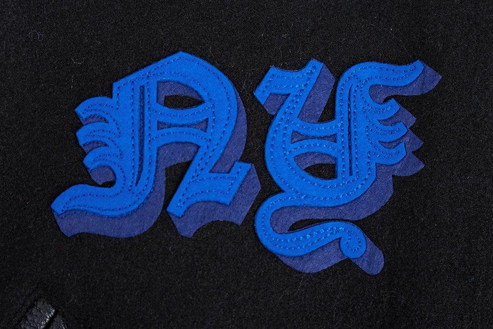 Pro Standard Men's MLB New York Mets Old English Rib Wool Varsity Jacket -Black/Royal - BLACK/ROYAL Thumbnail View 6