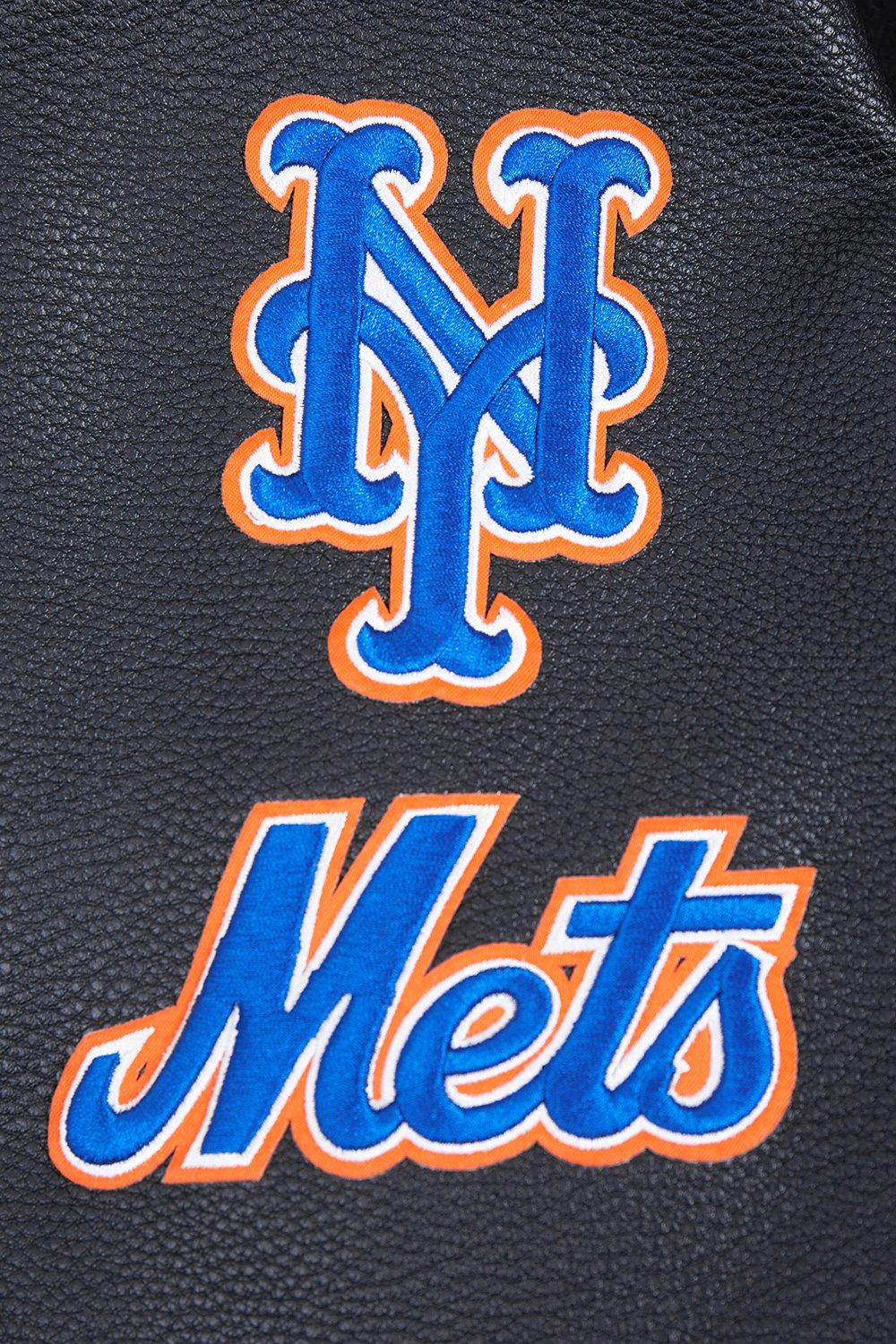 Pro Standard Men's MLB New York Mets Old English Rib Wool Varsity Jacket - Black/Royal - BLACK/ROYAL Thumbnail View 7