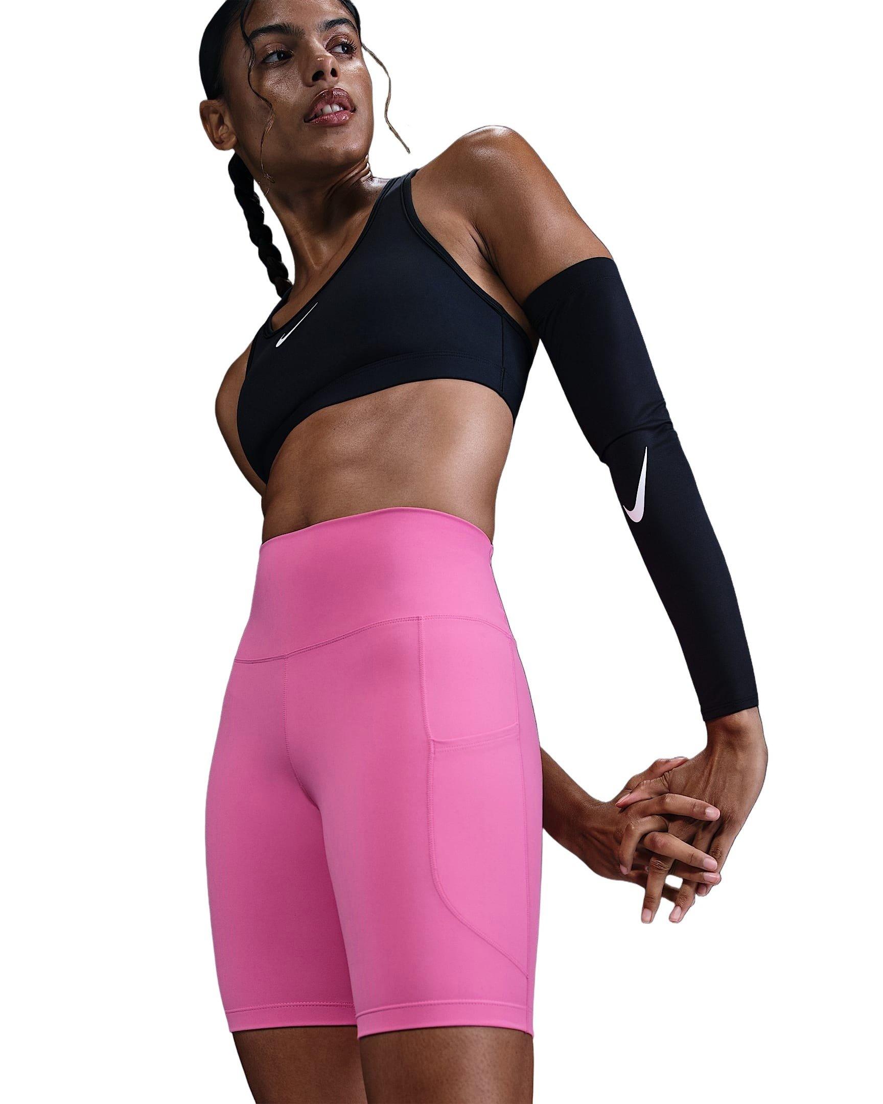 Nike Women's One High-Waisted 8" Biker Shorts with Pockets -Pink - PINK Thumbnail View 1