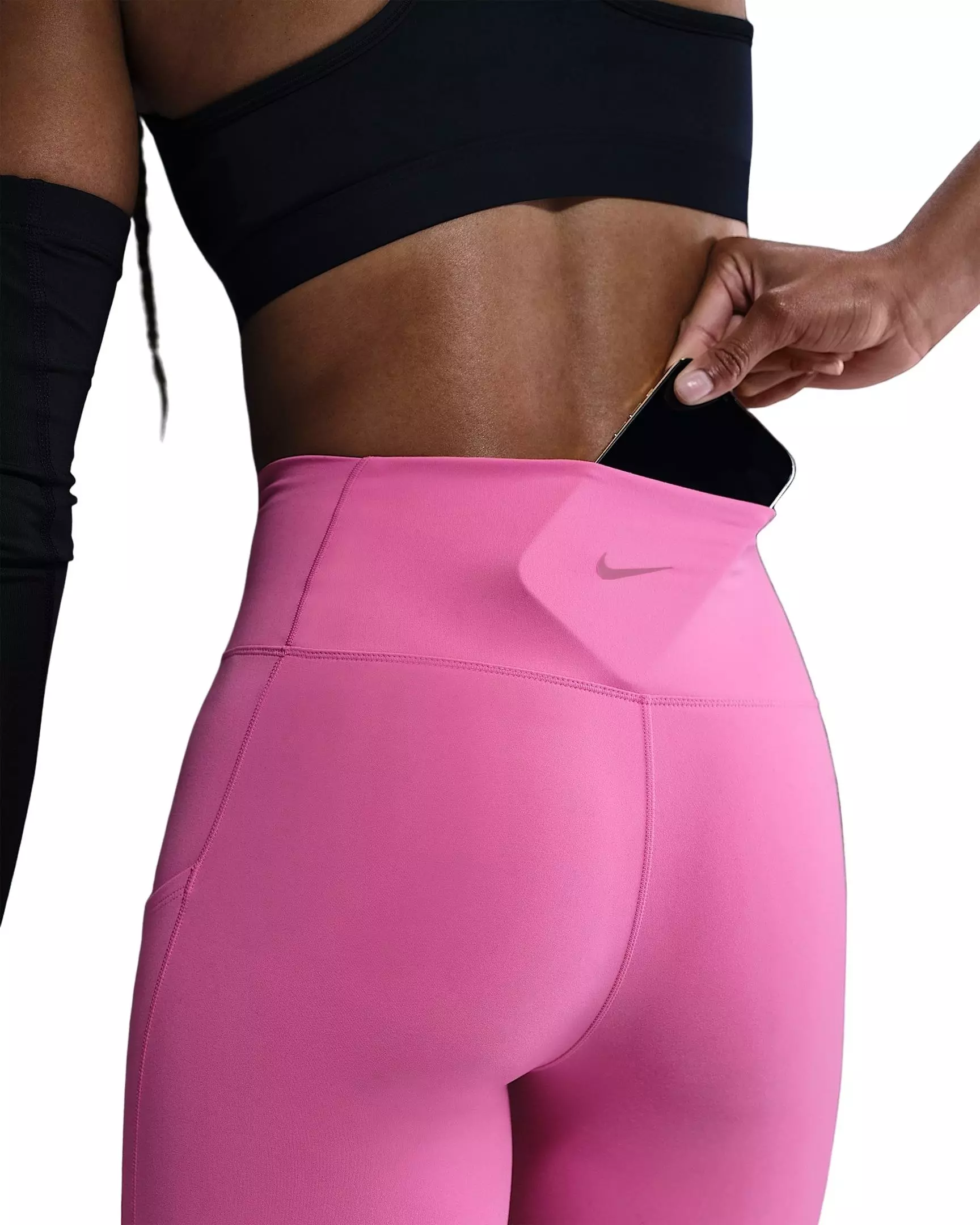 Nike Women's One High-Waisted 8" Biker Shorts with Pockets - Pink - PINK