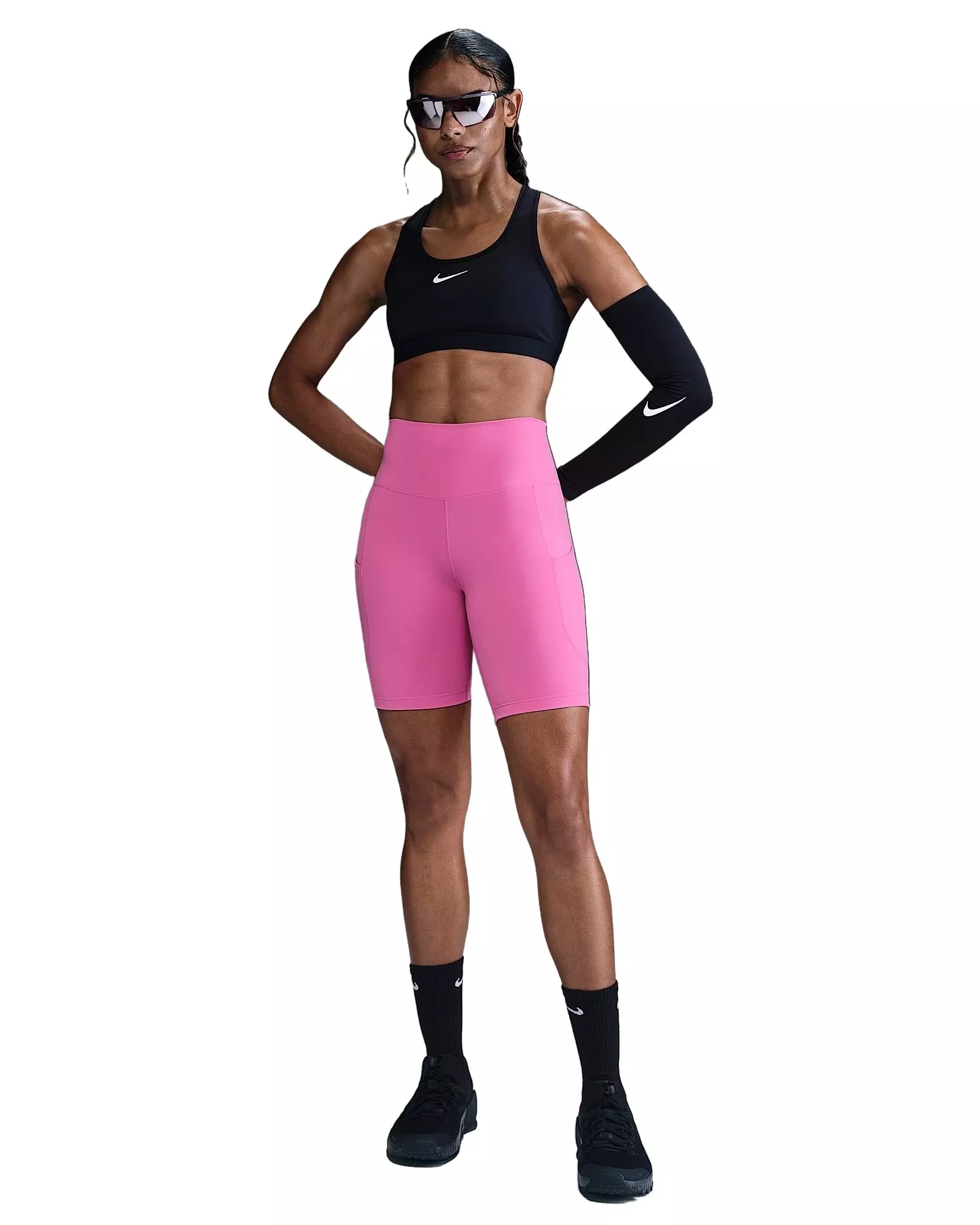 Nike Women's One High-Waisted 8" Biker Shorts with Pockets - Pink - PINK