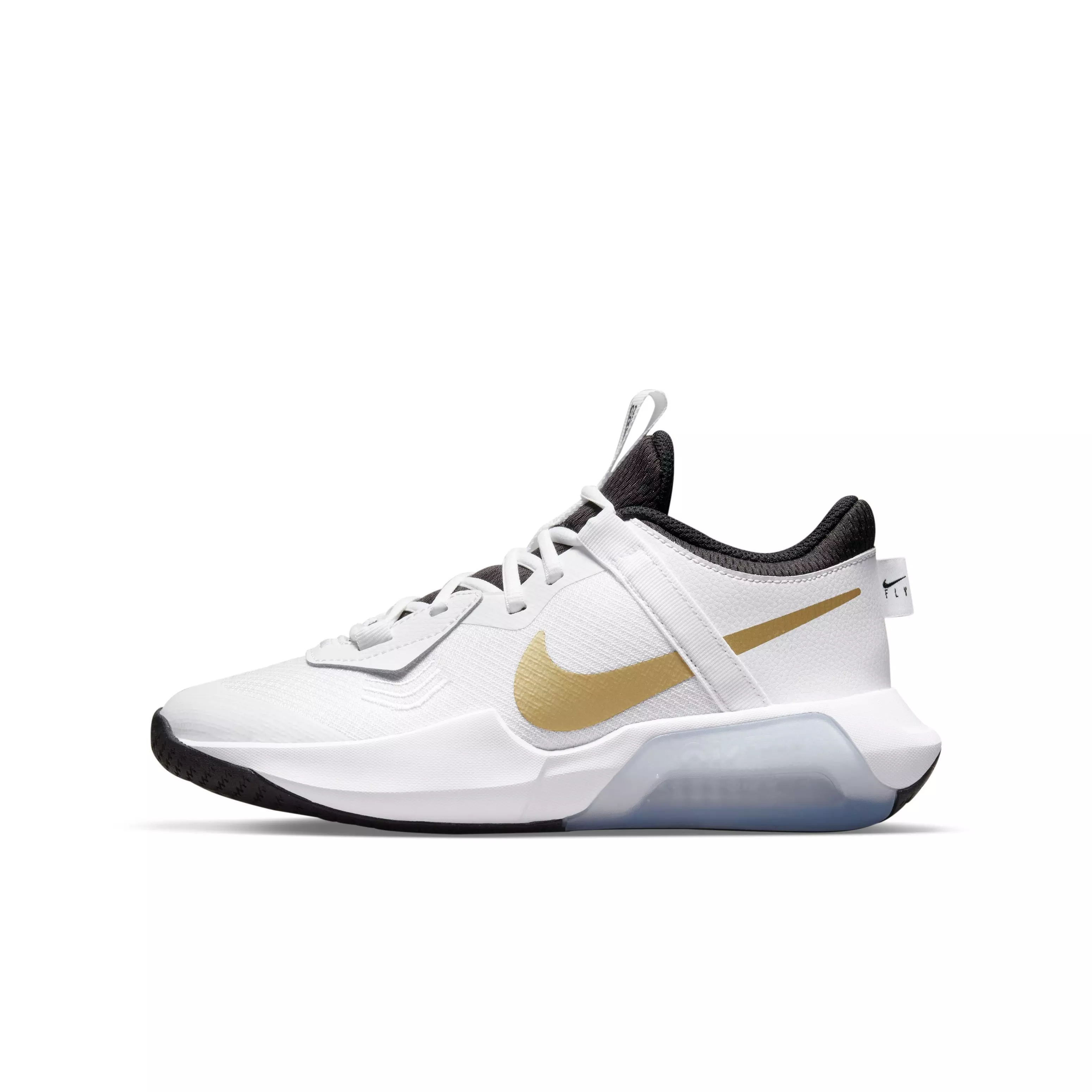 Nike Air Zoom Crossover "White/Metallic Gold/Black" Grade School Boys' Basketball Shoe - WHITE