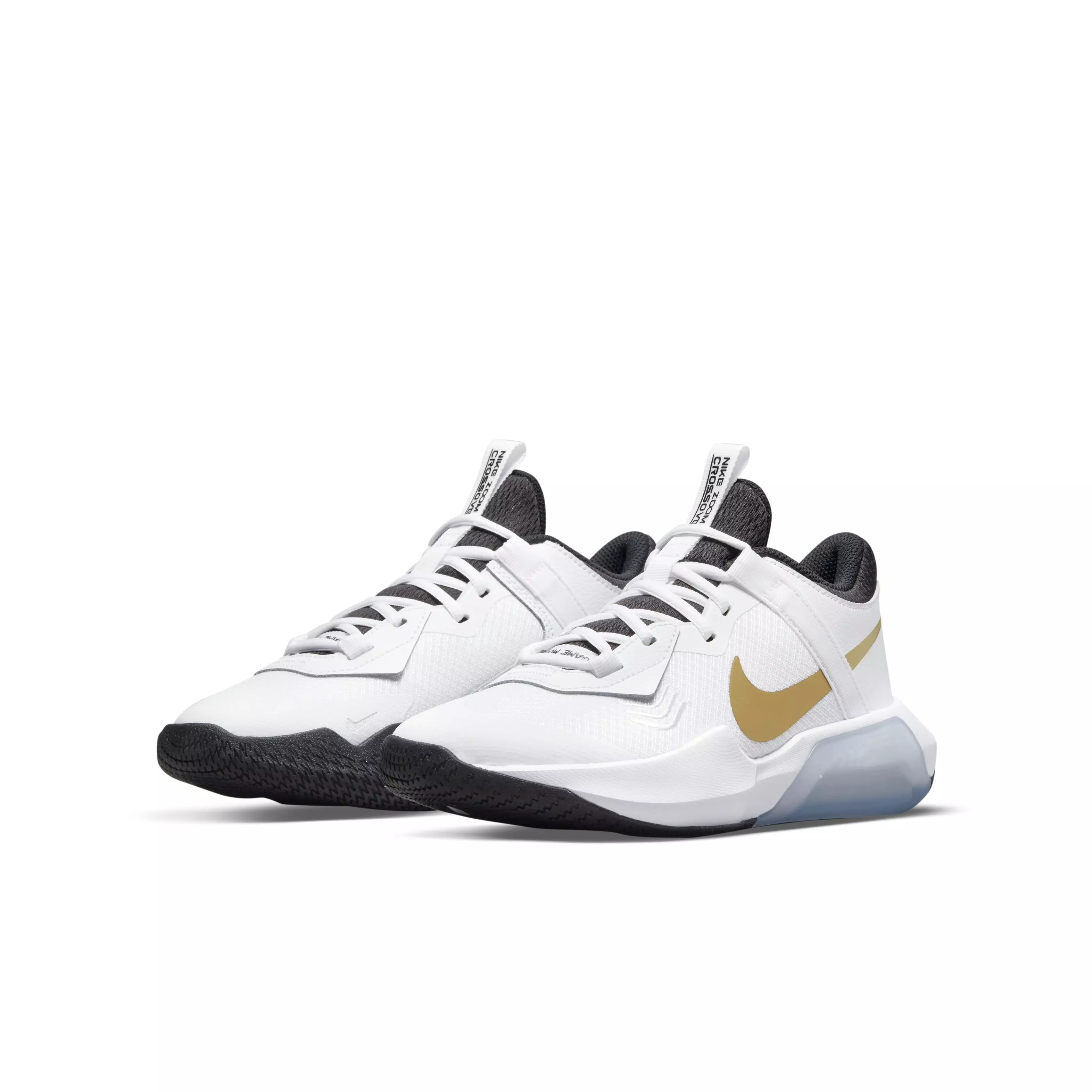 Nike Air Zoom Crossover "White/Metallic Gold/Black" Grade School Boys' Basketball Shoe - WHITE