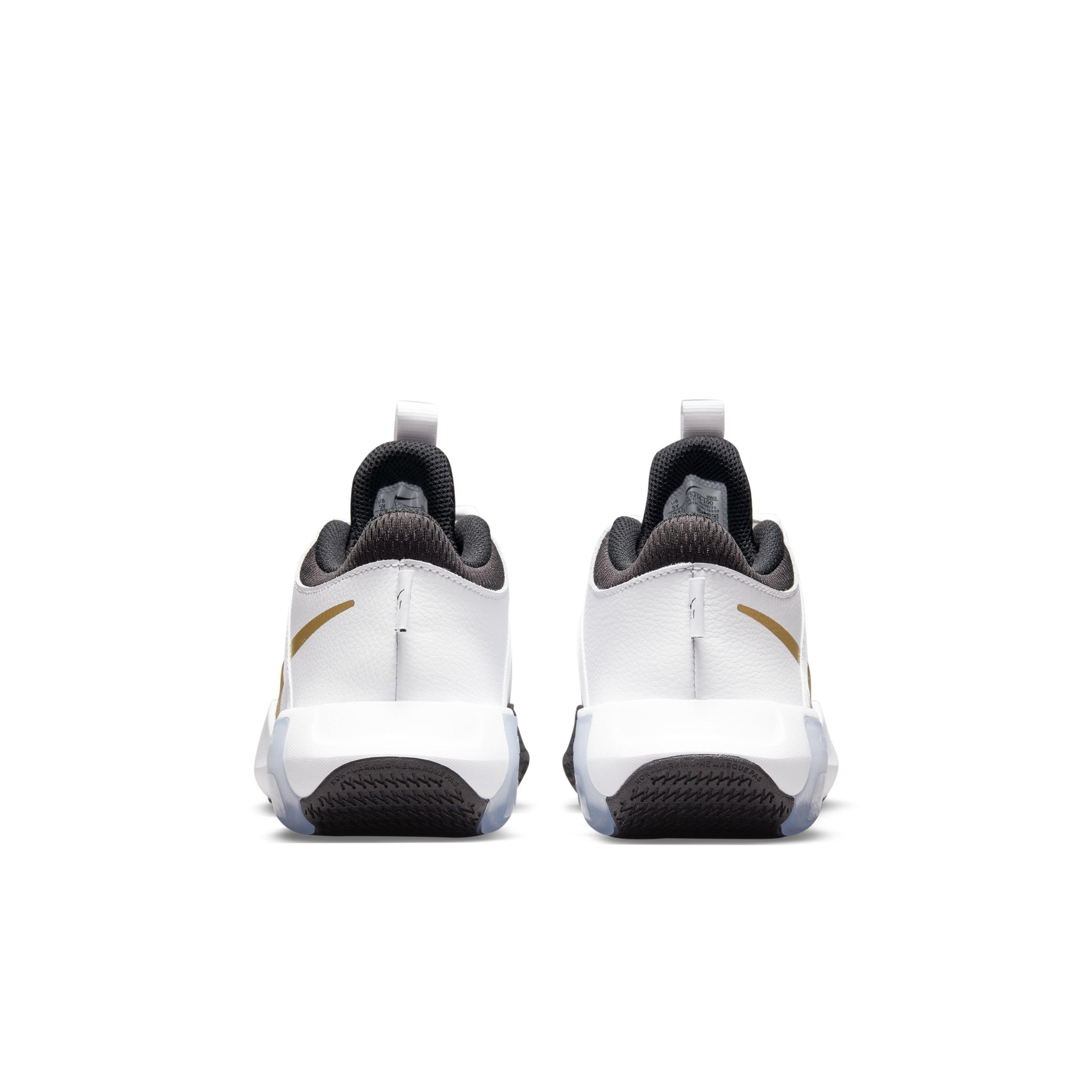 Nike Air Zoom Crossover "White/Metallic Gold/Black" Grade School Boys' Basketball Shoe - WHITE Thumbnail View 5