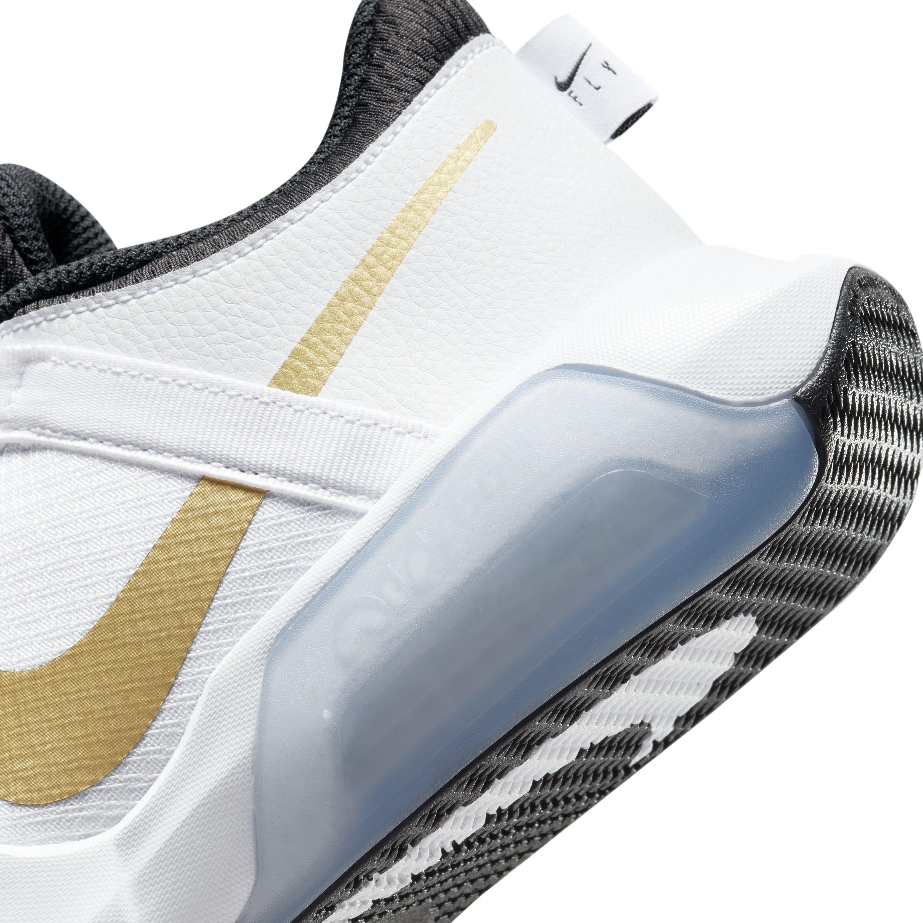 Nike Air Zoom Crossover "White/Metallic Gold/Black" Grade School Boys' Basketball Shoe - WHITE Thumbnail View 8