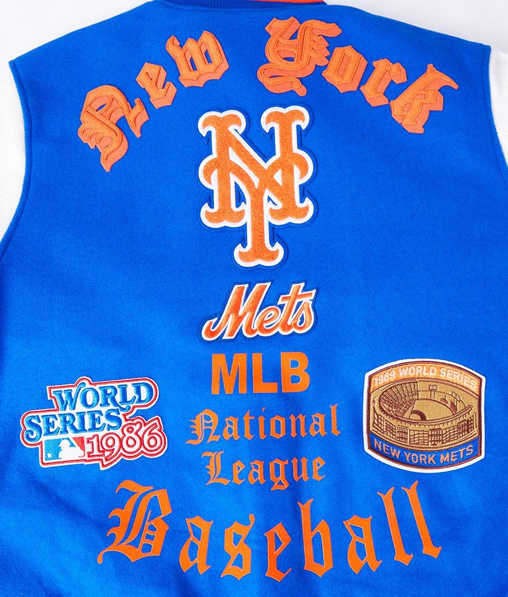 Pro Standard Men's MLB New York Mets Old English Rib Wool Varsity Jacket - Royal/Orange - ROYAL/ORANGE Thumbnail View 9