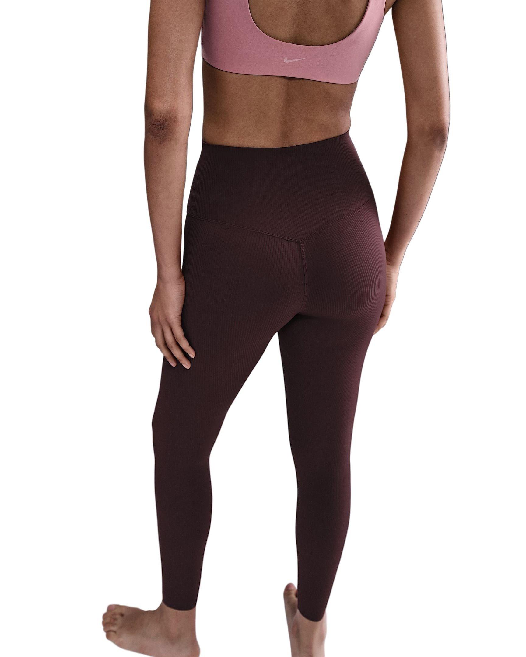 Nike Women's Zenvy Rib Gentle-Support High-Waisted 7/8 Leggings - Burgundy - BURGUNDY Thumbnail View 2