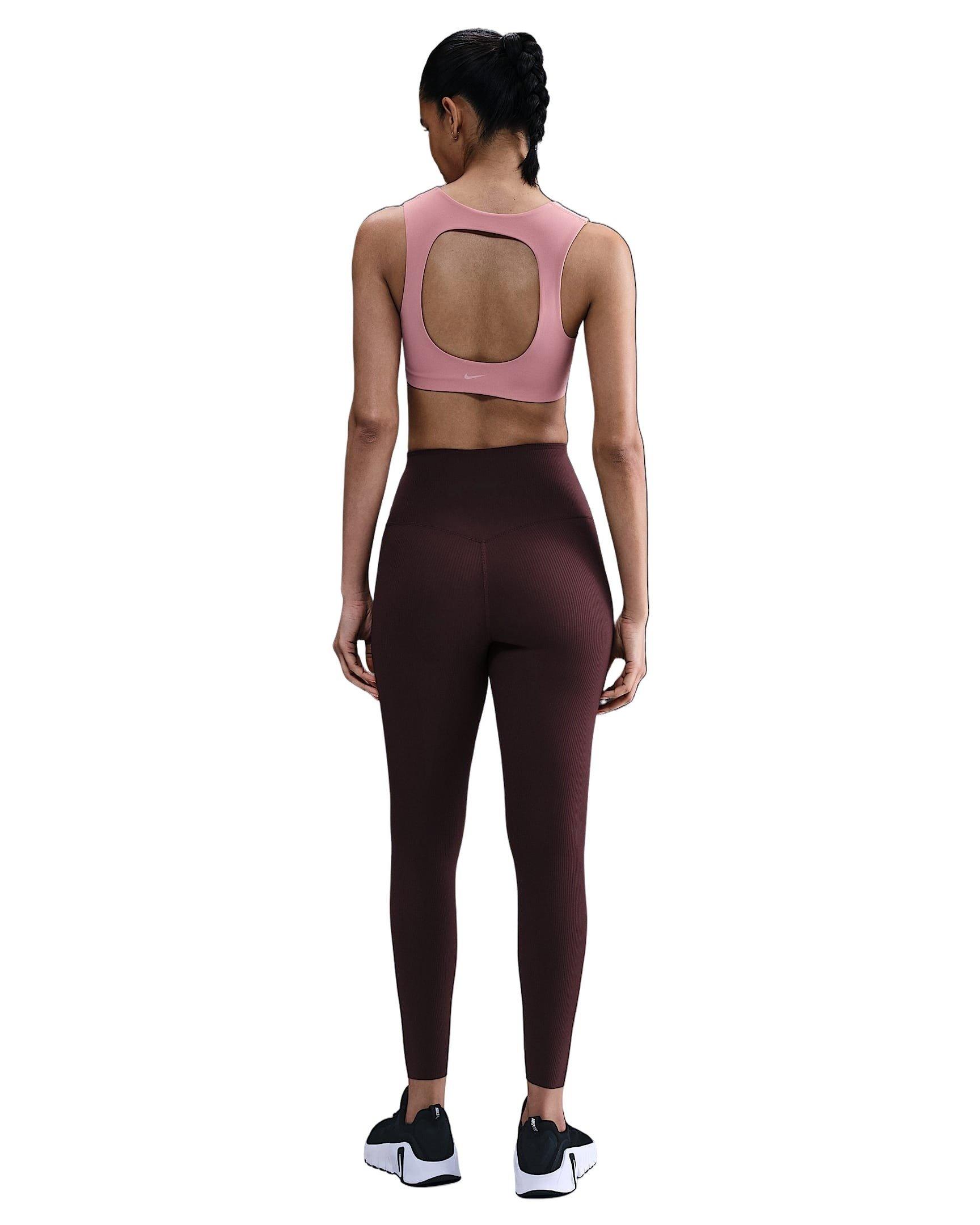 Nike Women's Zenvy Rib Gentle-Support High-Waisted 7/8 Leggings - Burgundy - BURGUNDY Thumbnail View 6