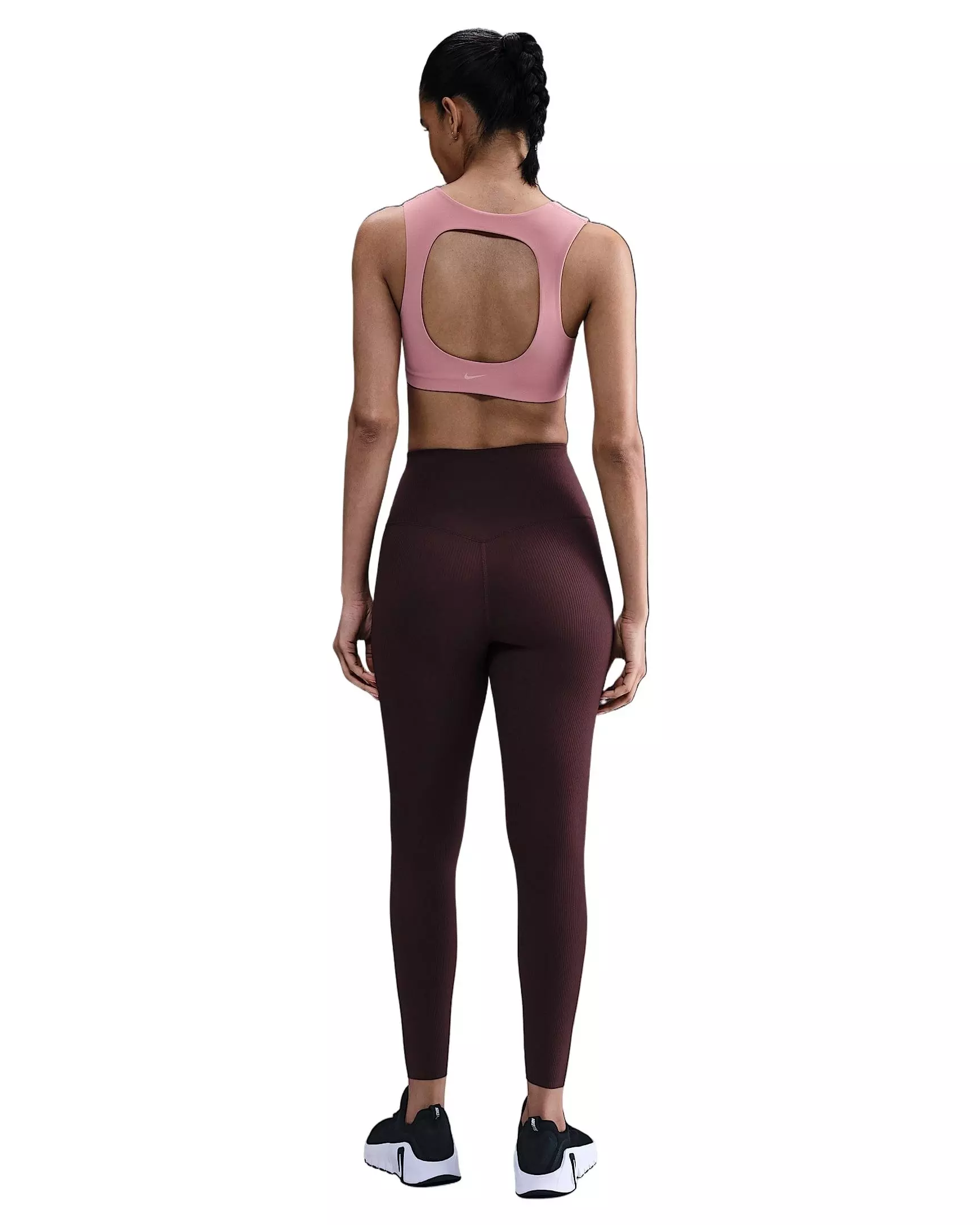 Nike Women's Zenvy Rib Gentle-Support High-Waisted 7/8 Leggings - Burgundy - BURGUNDY