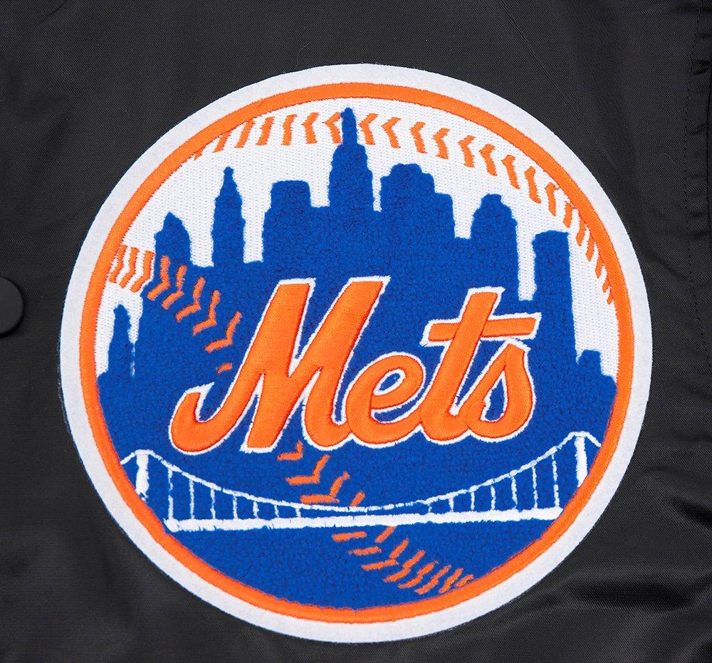 Pro Standard Men's MLB New York Mets Old English Rib Satin Varsity Jacket -Black/Royal - BLACK/ROYAL Thumbnail View 5