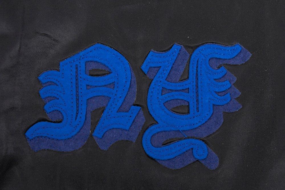 Pro Standard Men's MLB New York Mets Old English Rib Satin Varsity Jacket - Black/Royal - BLACK/ROYAL Thumbnail View 6