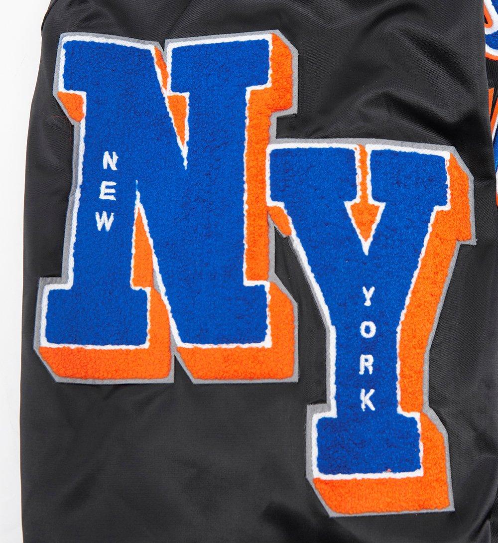Pro Standard Men's MLB New York Mets Old English Rib Satin Varsity Jacket - Black/Royal - BLACK/ROYAL Thumbnail View 8