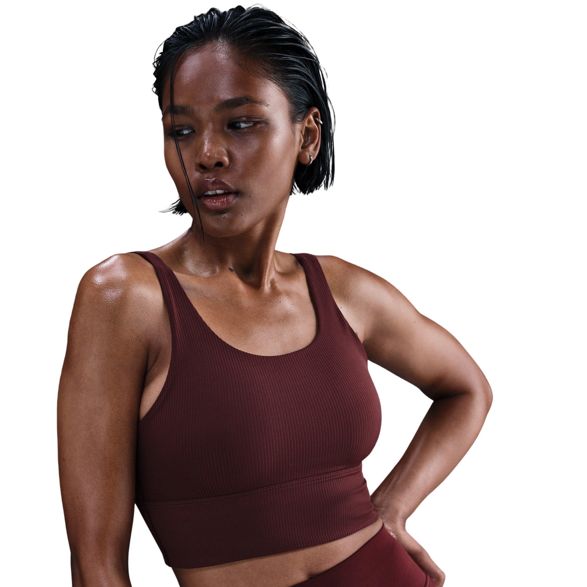 Nike Women's Zenvy Rib Light-Support Padded Longline Sports Bra -Burgundy - BURGUNDY Thumbnail View 1